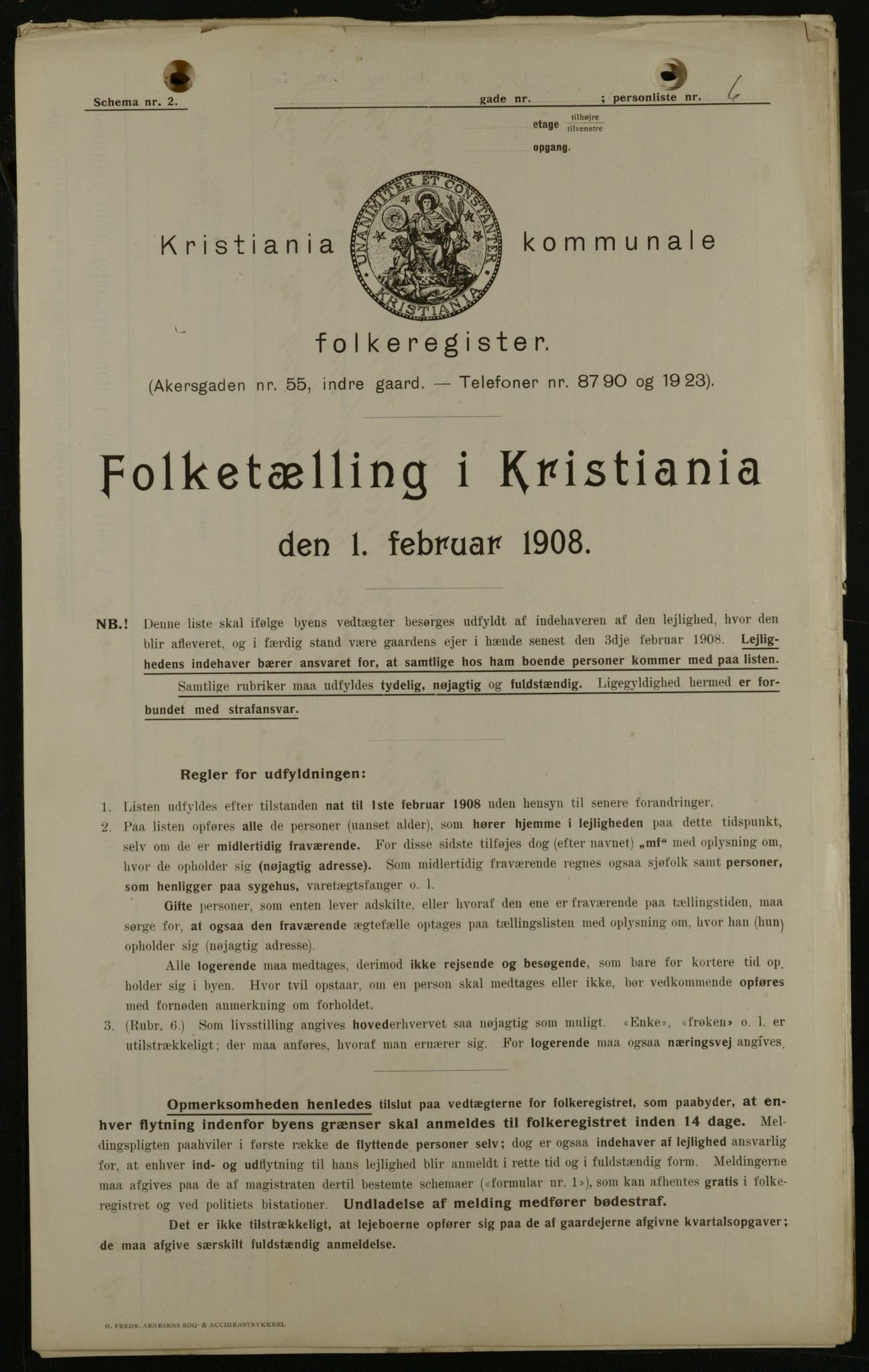 OBA, Kommunal folketelling 1.2.1908 for Kristiania kjøpstad, 1908, s. 17916