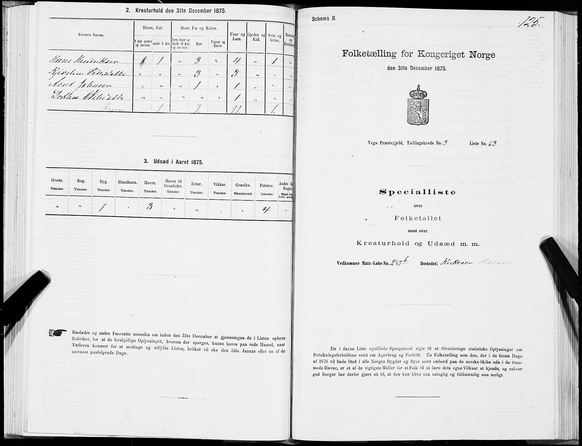 SAT, Folketelling 1875 for 1815P Vega prestegjeld, 1875, s. 2125