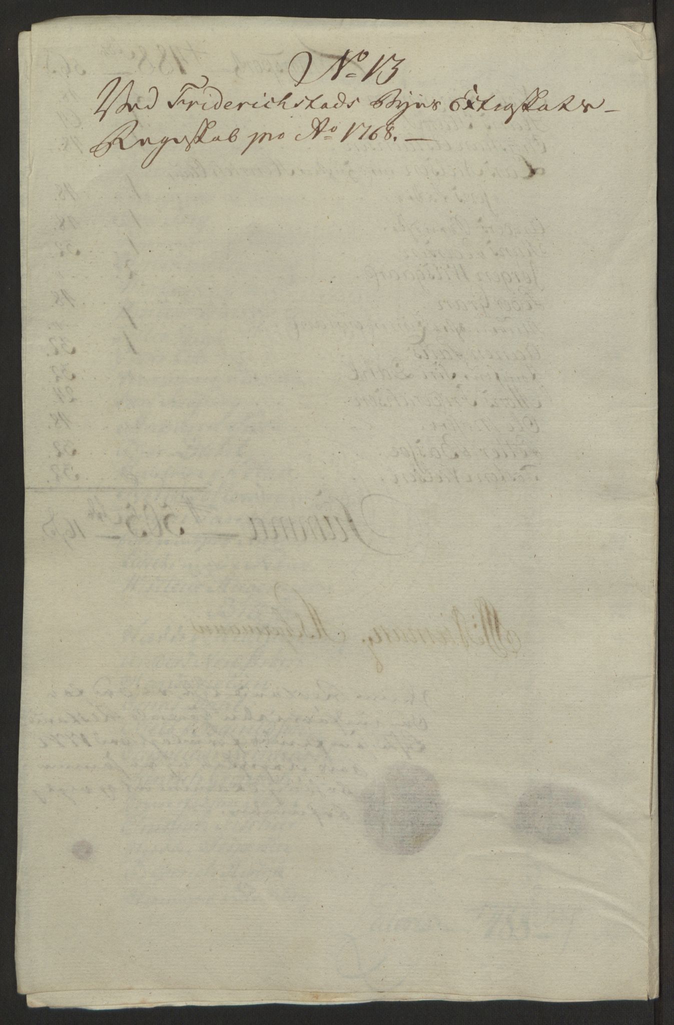 Rentekammeret inntil 1814, Reviderte regnskaper, Byregnskaper, RA/EA-4066/R/Rb/L0029/0001: [B3] Kontribusjonsregnskap / Ekstraskatt, 1762-1772, s. 306