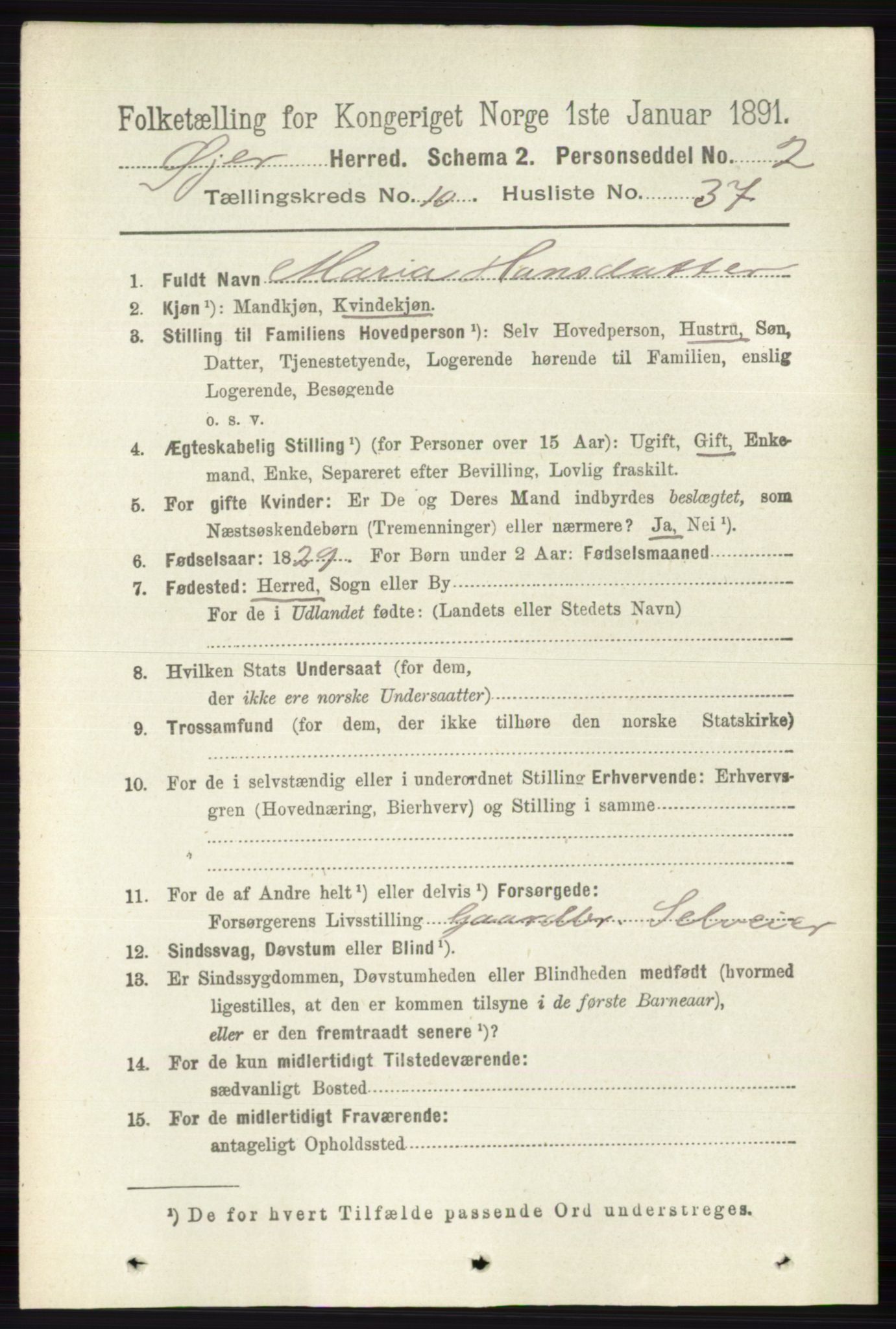 RA, Folketelling 1891 for 0521 Øyer herred, 1891, s. 3731