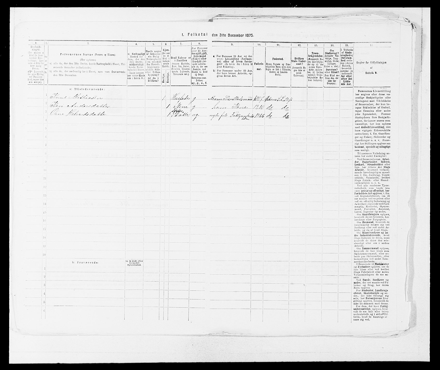 SAB, Folketelling 1875 for 1263P Lindås prestegjeld, 1875, s. 1693