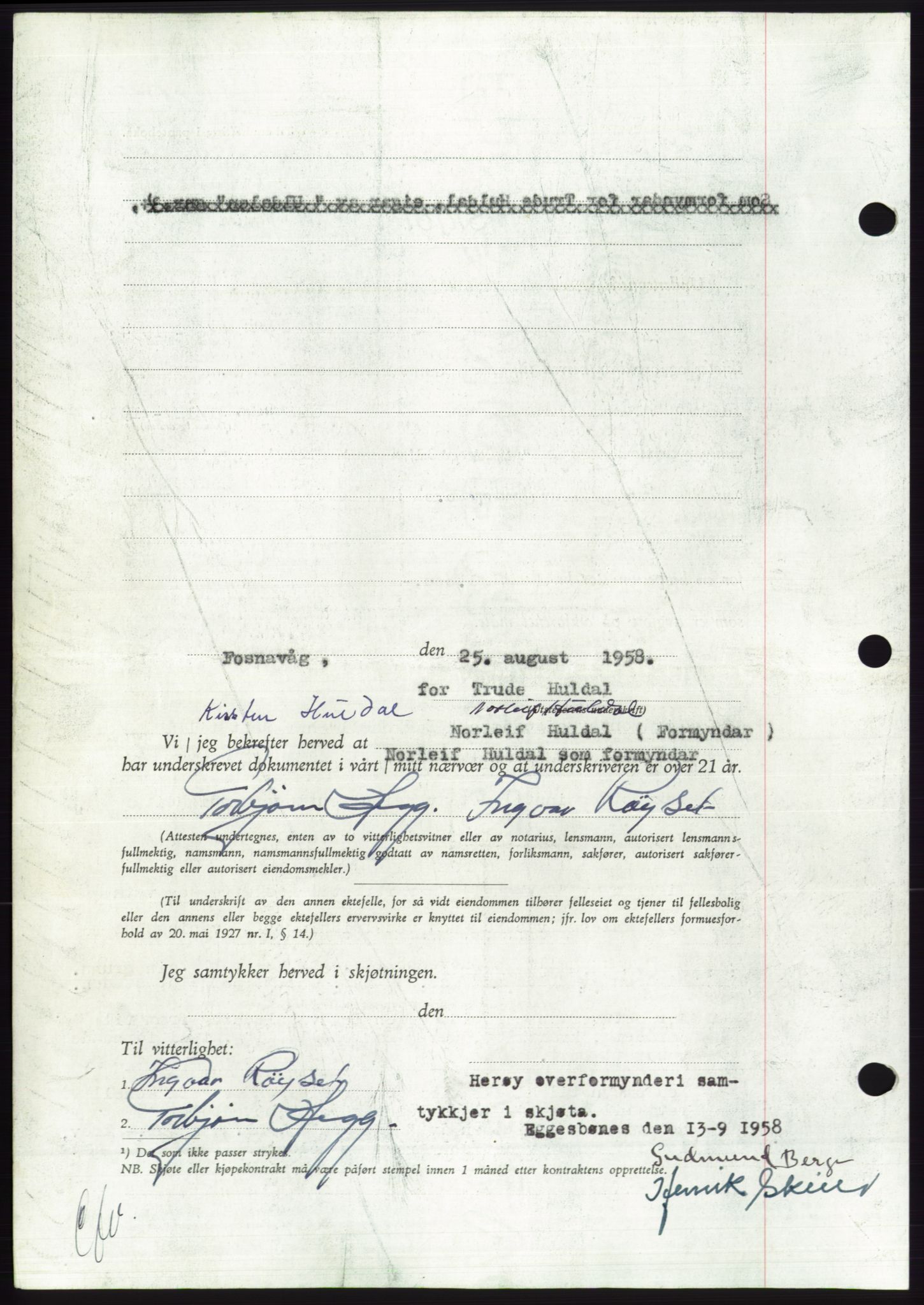 Søre Sunnmøre sorenskriveri, AV/SAT-A-4122/1/2/2C/L0110: Pantebok nr. 36A, 1958-1958, Dagboknr: 2018/1958