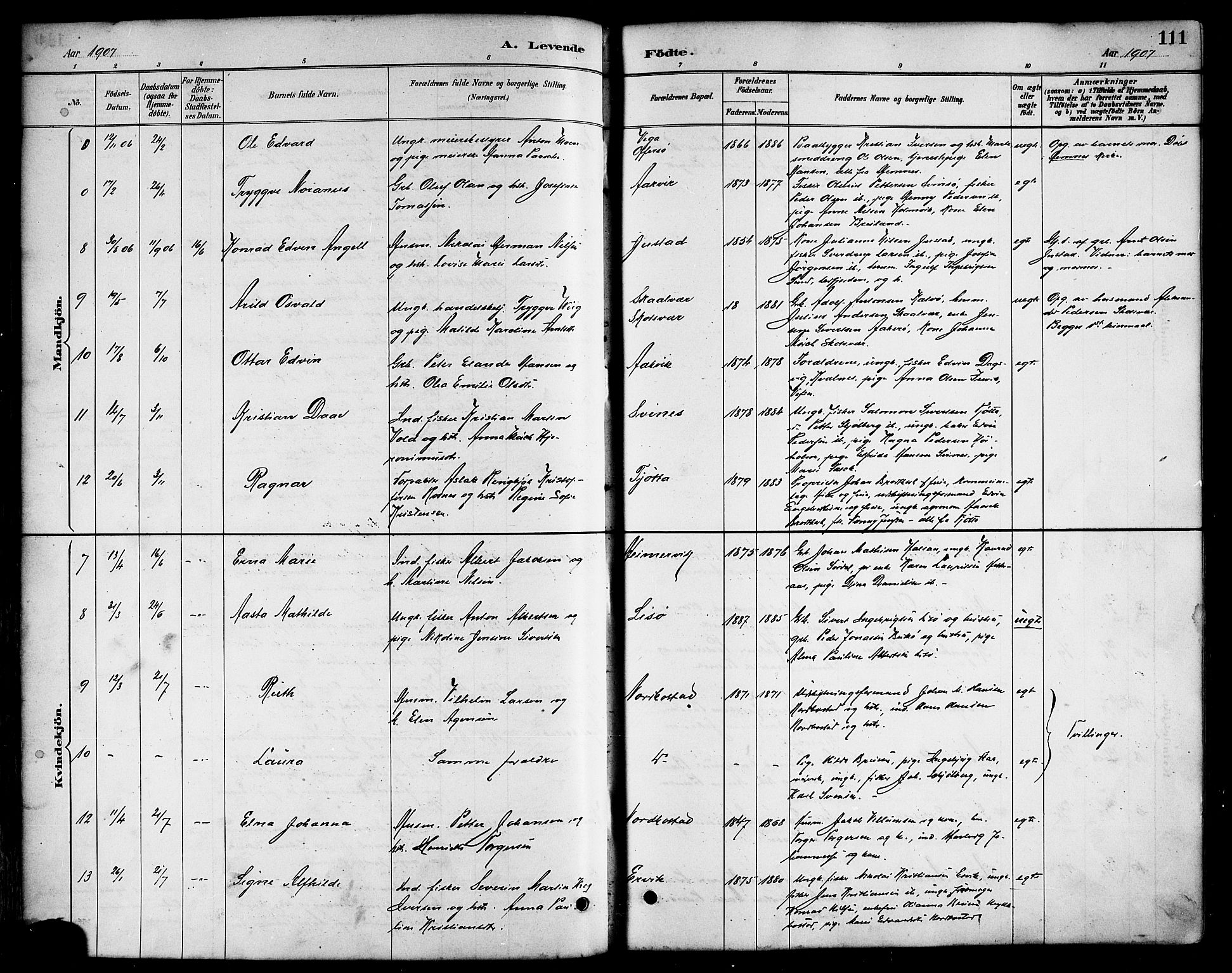 Ministerialprotokoller, klokkerbøker og fødselsregistre - Nordland, AV/SAT-A-1459/817/L0268: Klokkerbok nr. 817C03, 1884-1920, s. 111