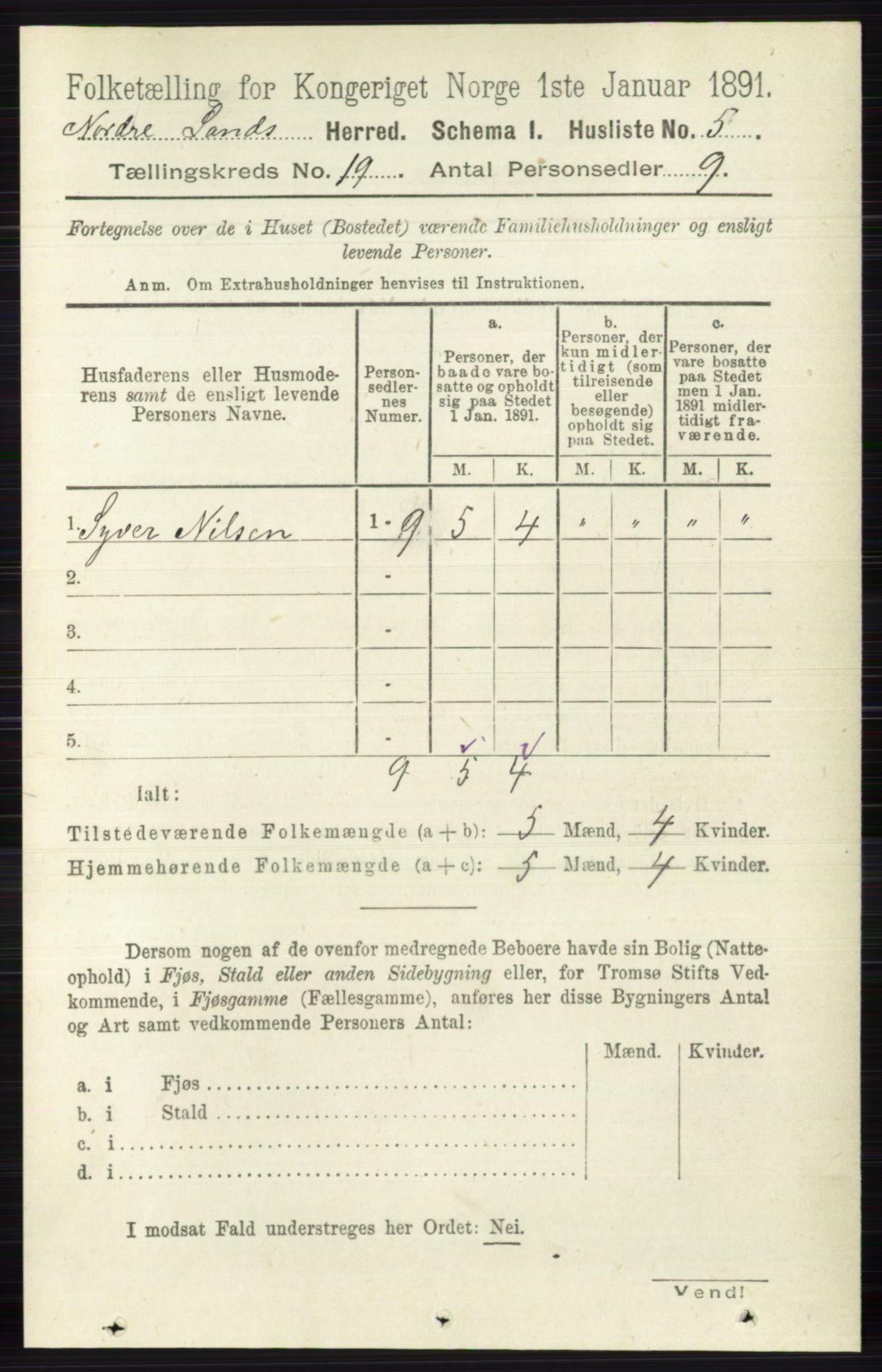 RA, Folketelling 1891 for 0538 Nordre Land herred, 1891, s. 4598