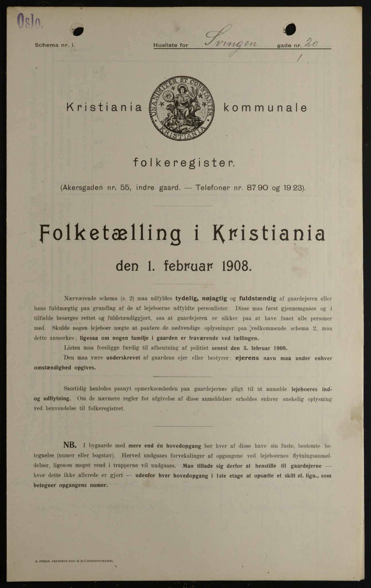 OBA, Kommunal folketelling 1.2.1908 for Kristiania kjøpstad, 1908, s. 95471