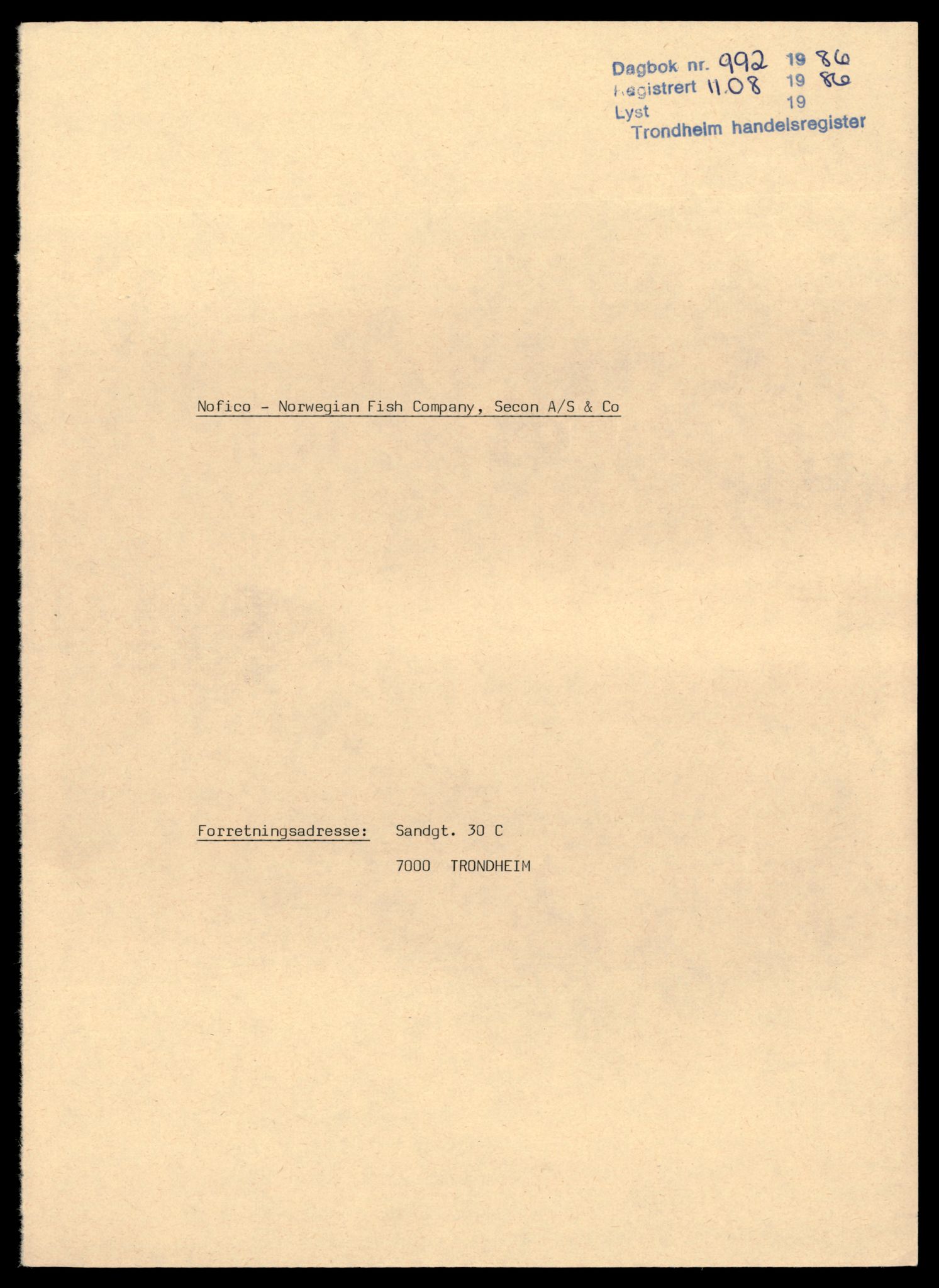 Trondheim byfogd, AV/SAT-A-0003/2/J/Jd/Jda/L0076: Bilag, enkeltmannsforetak, ansvarlige selskap og kommandittselskap, No-Pei, 1944-1990, s. 1