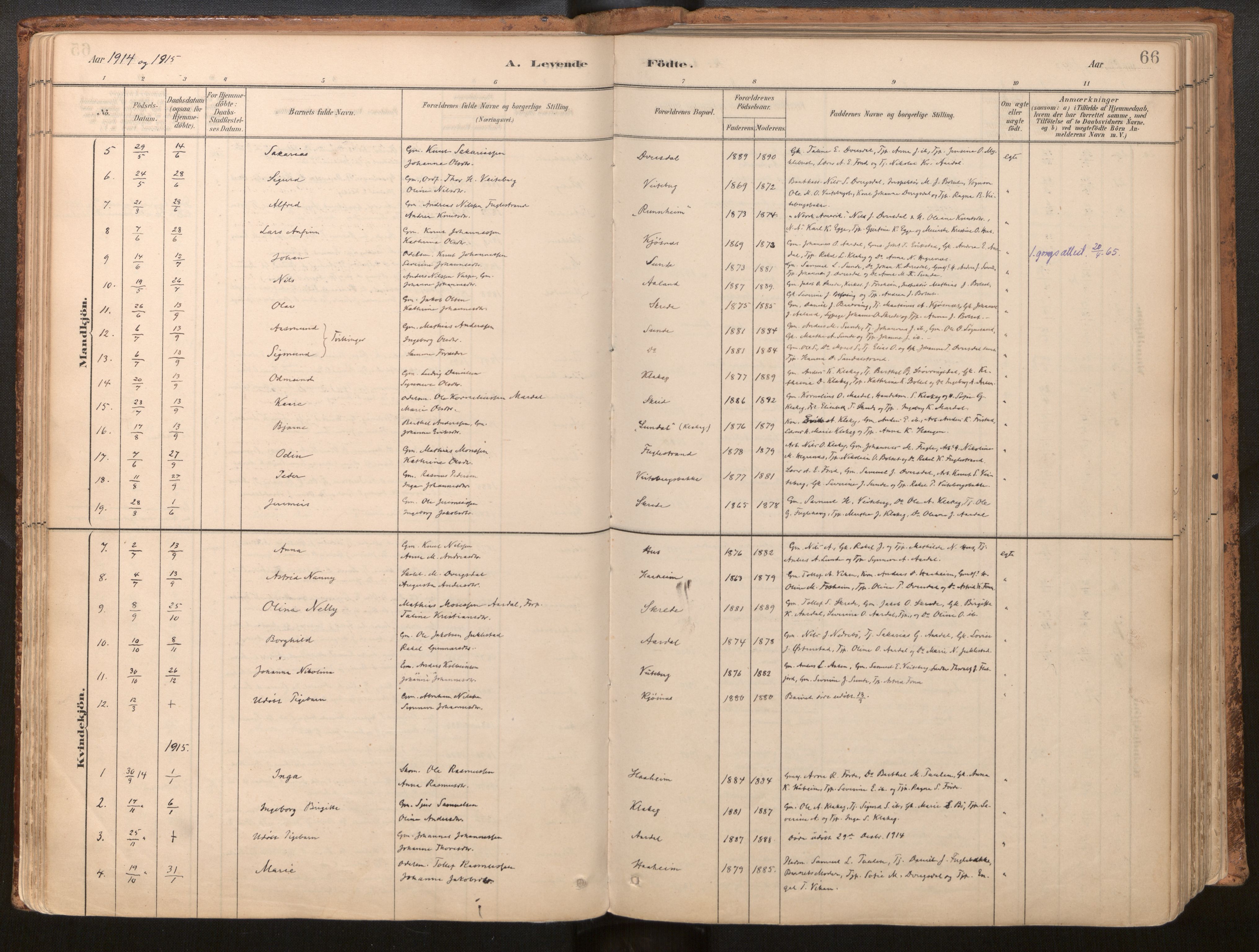 Jølster sokneprestembete, AV/SAB-A-80701/H/Haa/Haac/L0001: Ministerialbok nr. C 1, 1882-1928, s. 66