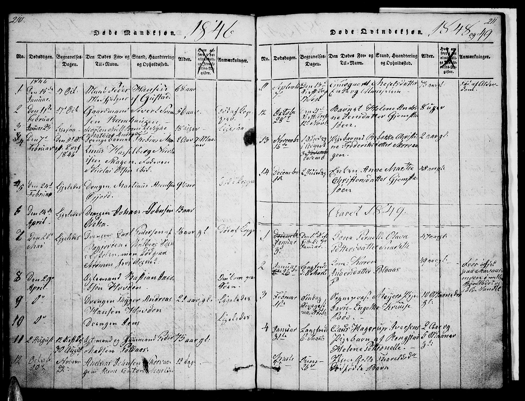 Ministerialprotokoller, klokkerbøker og fødselsregistre - Nordland, SAT/A-1459/891/L1312: Klokkerbok nr. 891C01, 1820-1856, s. 210-211