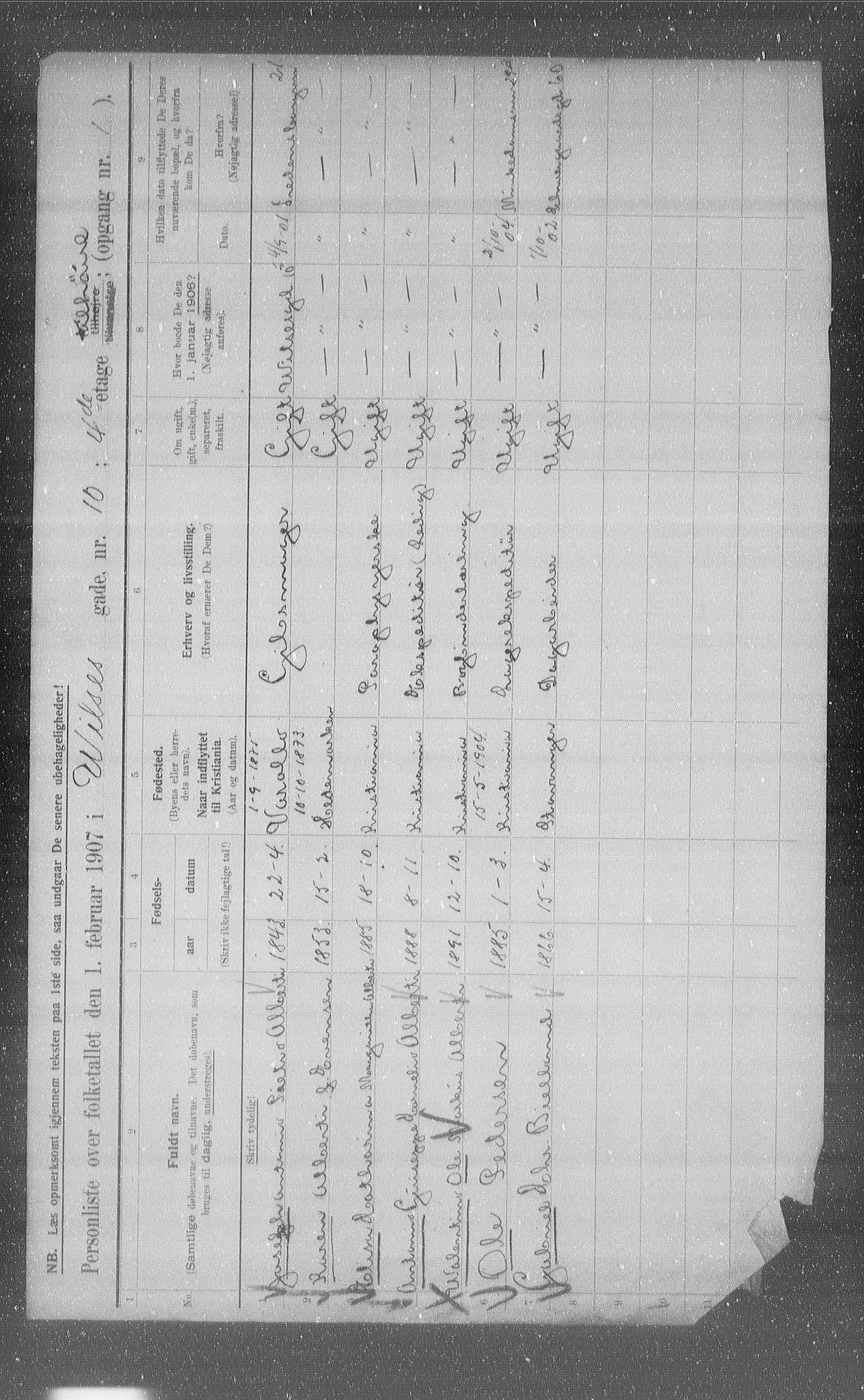 OBA, Kommunal folketelling 1.2.1907 for Kristiania kjøpstad, 1907, s. 65321