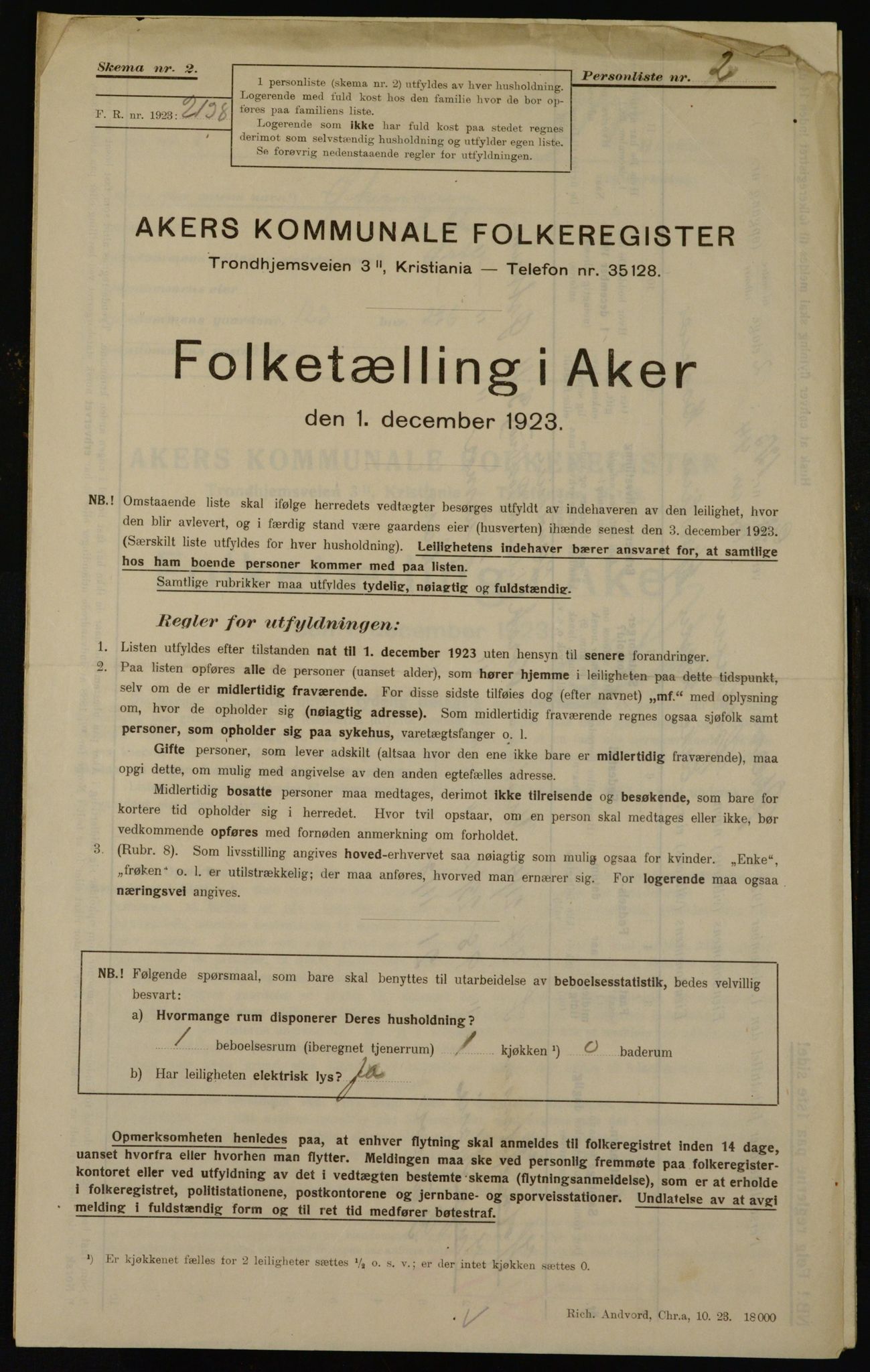 , Kommunal folketelling 1.12.1923 for Aker, 1923, s. 36016