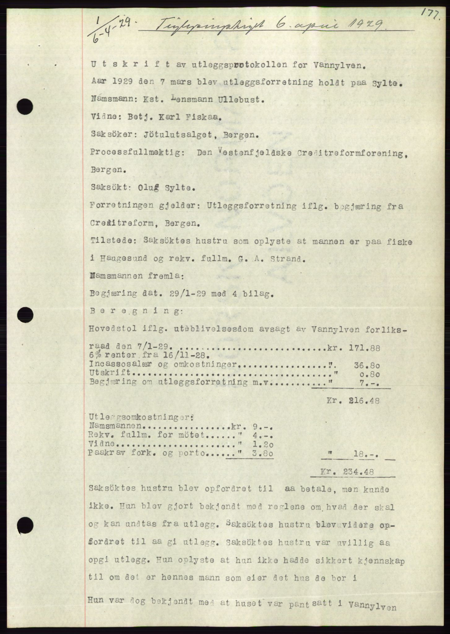 Søre Sunnmøre sorenskriveri, SAT/A-4122/1/2/2C/L0049: Pantebok nr. 43, 1929-1929, Tingl.dato: 06.04.1929