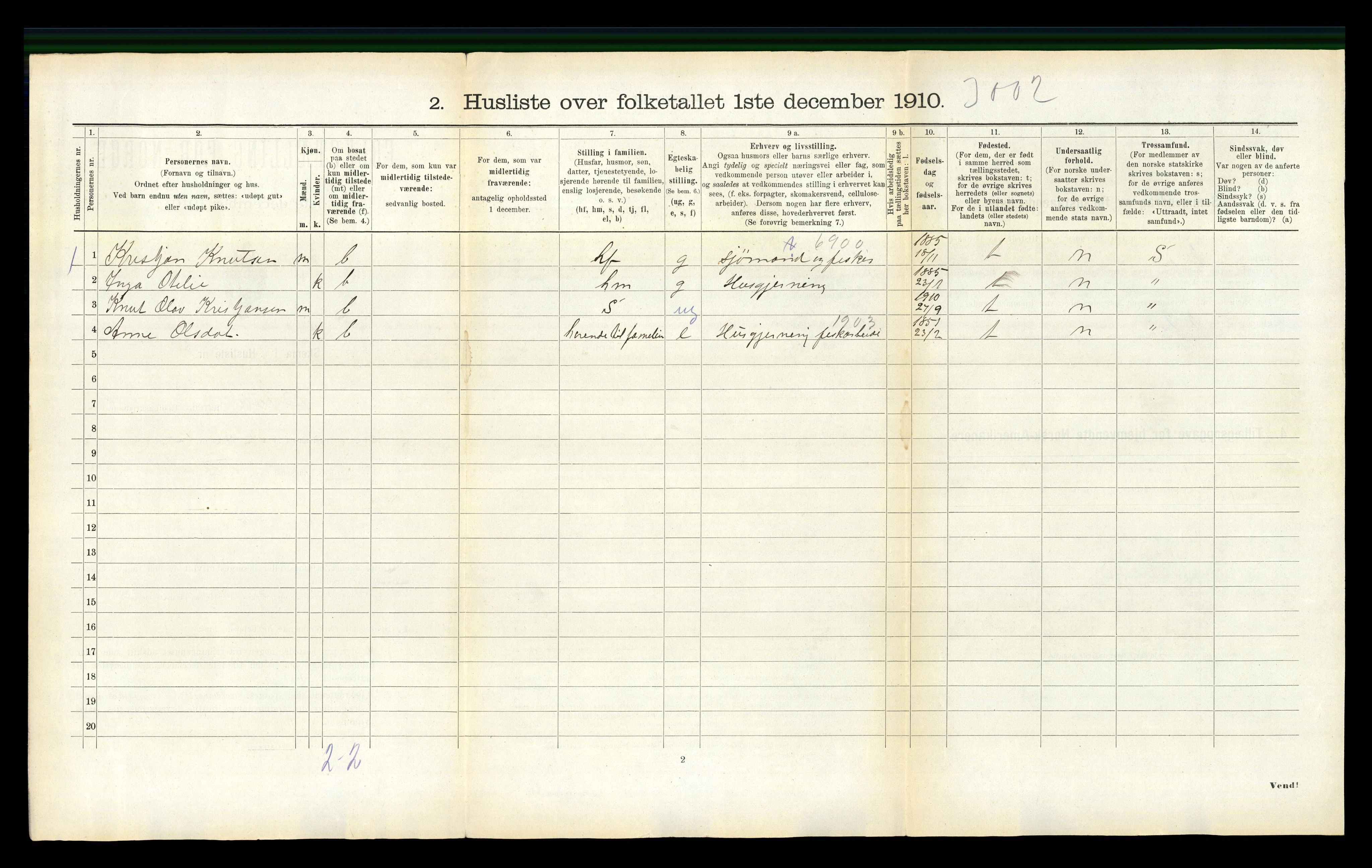 RA, Folketelling 1910 for 1569 Aure herred, 1910, s. 253