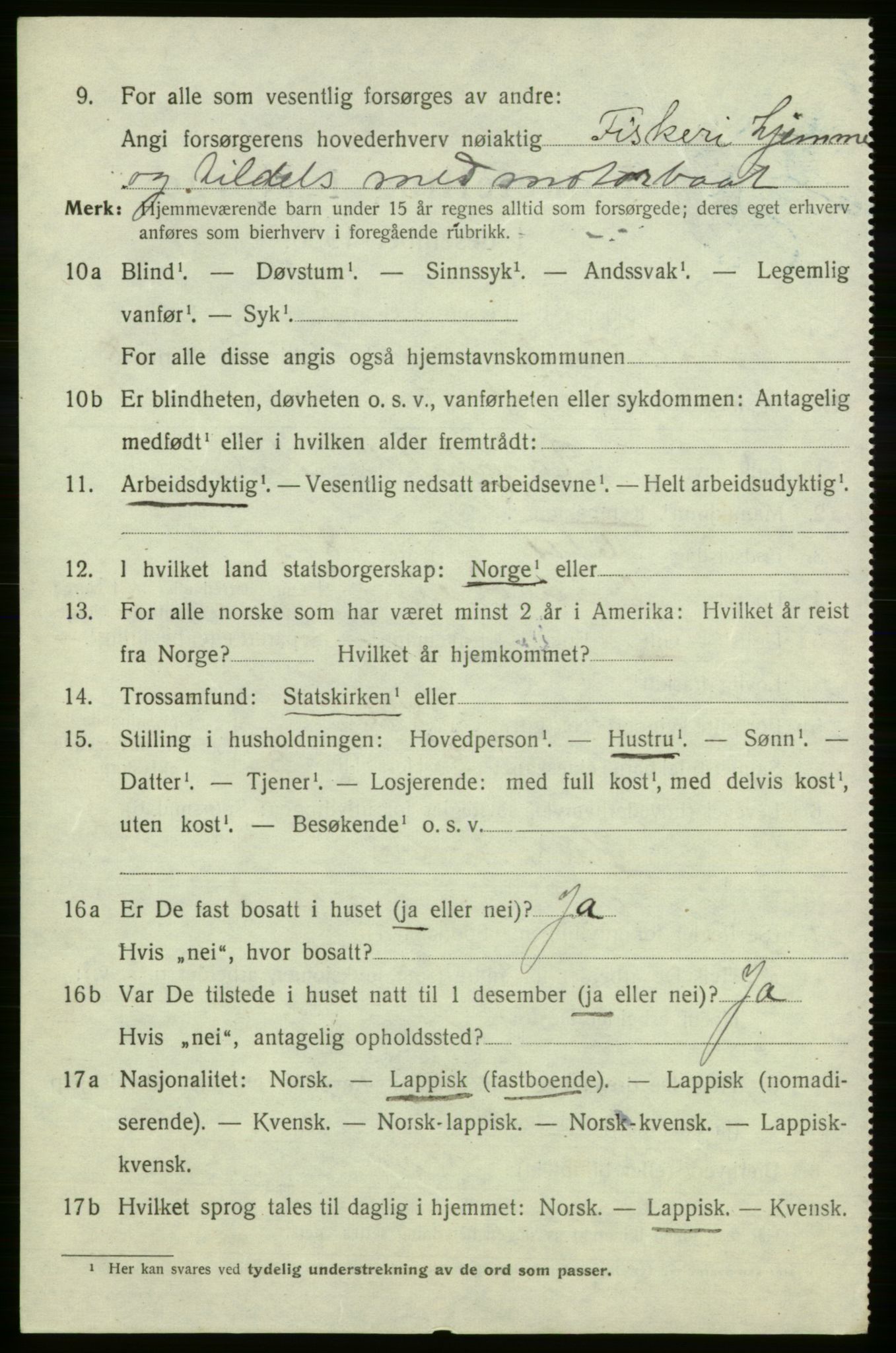 SATØ, Folketelling 1920 for 2017 Kvalsund herred, 1920, s. 2449