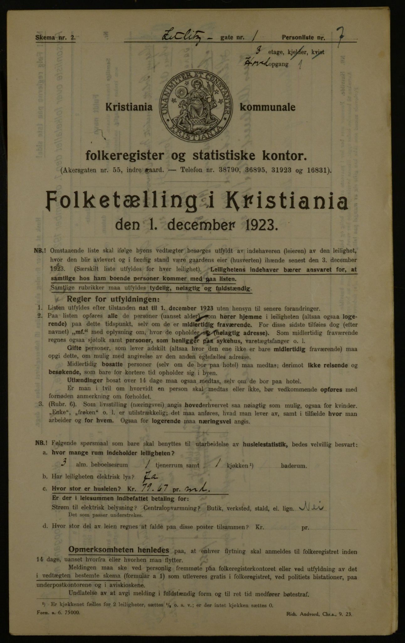 OBA, Kommunal folketelling 1.12.1923 for Kristiania, 1923, s. 141869