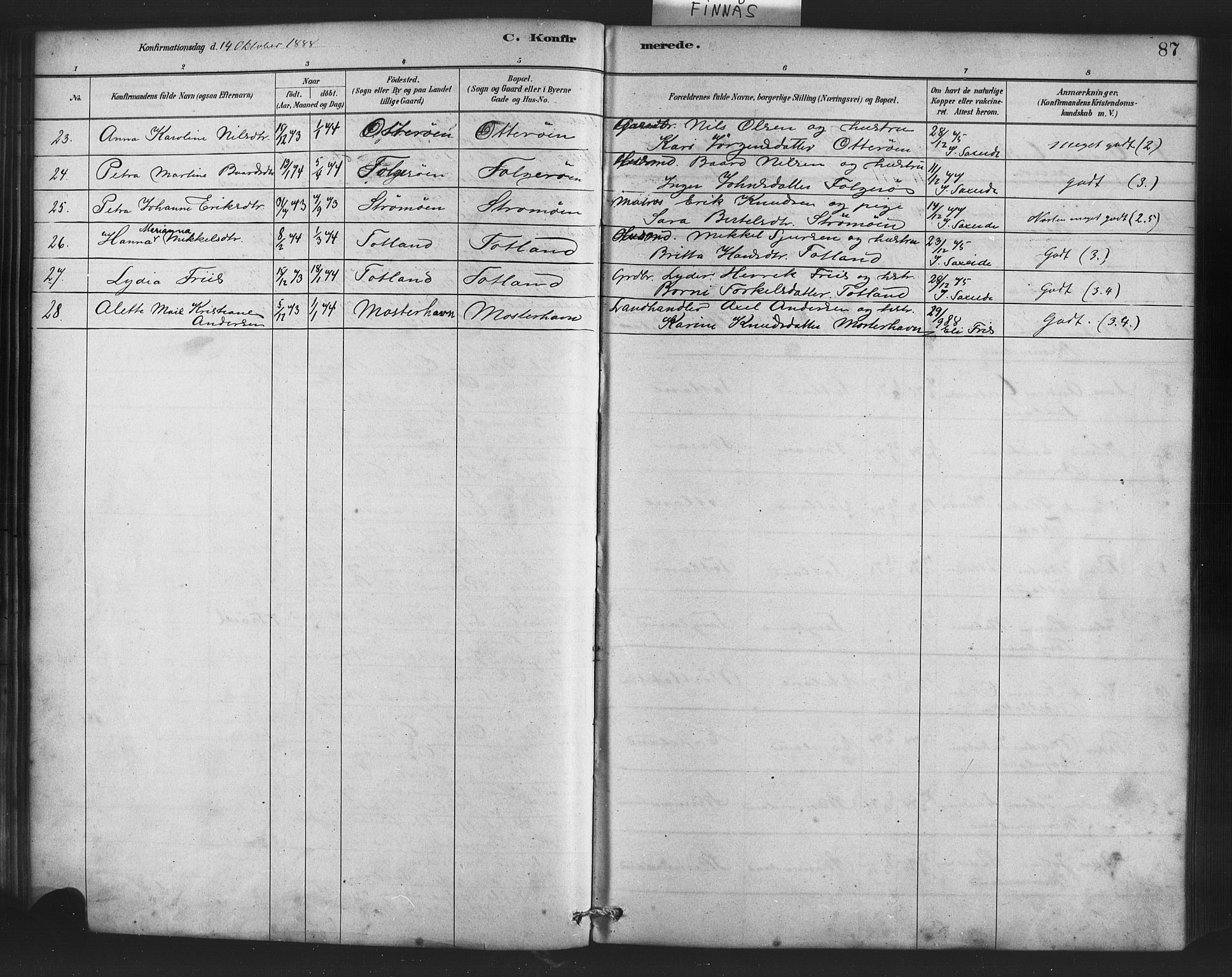 Finnås sokneprestembete, AV/SAB-A-99925/H/Ha/Haa/Haab/L0001: Ministerialbok nr. B 1, 1881-1894, s. 87