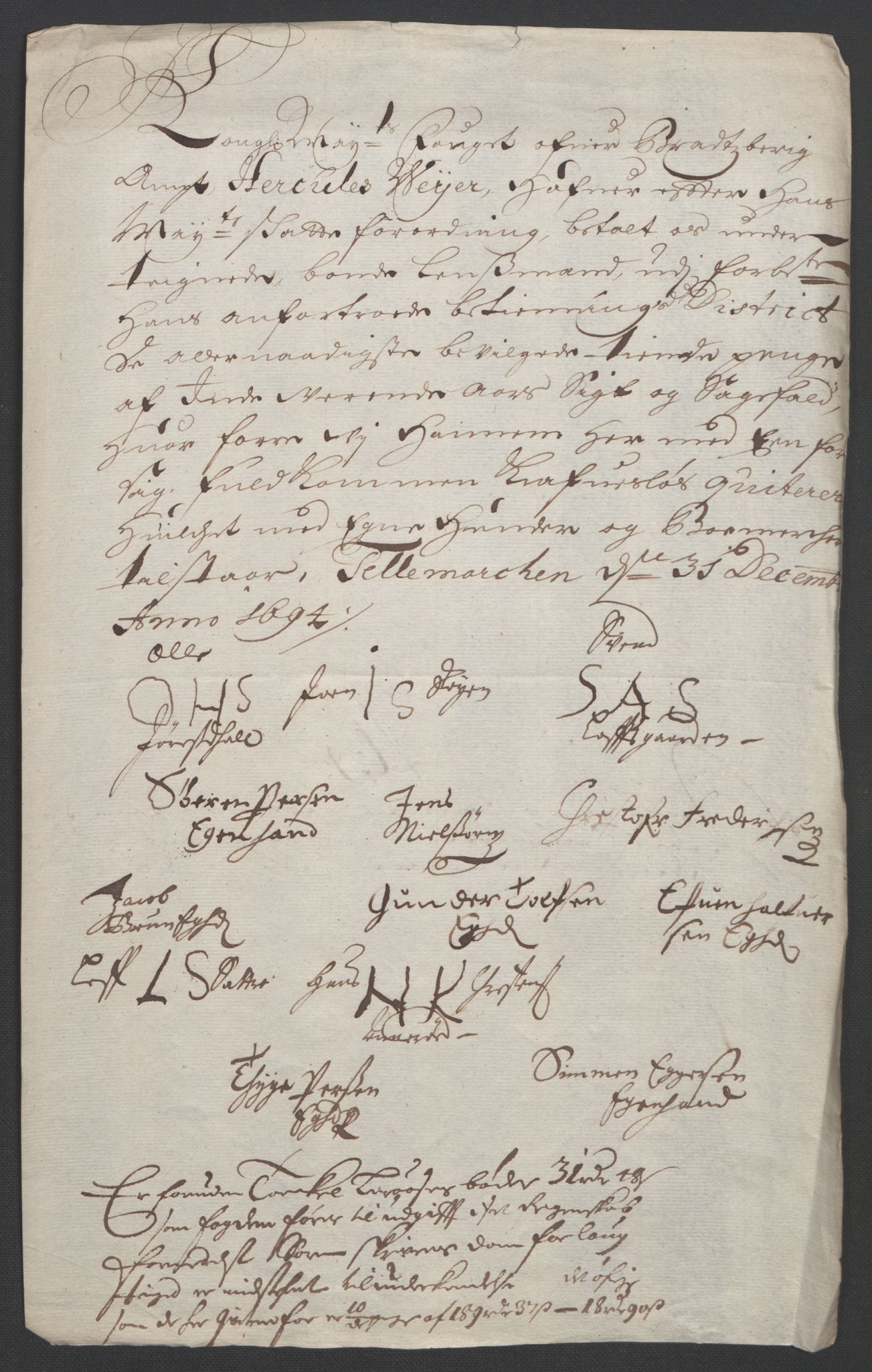 Rentekammeret inntil 1814, Reviderte regnskaper, Fogderegnskap, AV/RA-EA-4092/R36/L2092: Fogderegnskap Øvre og Nedre Telemark og Bamble, 1694, s. 105