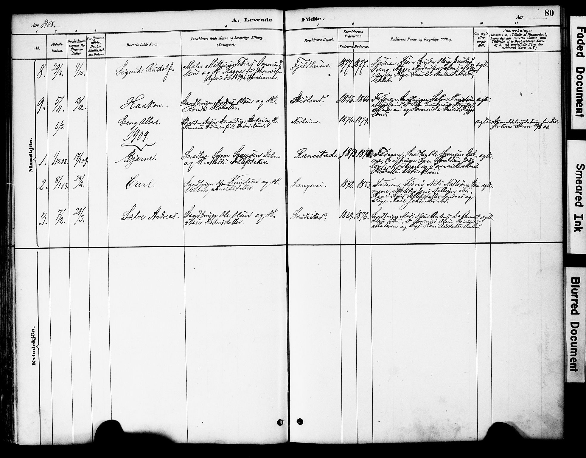 Evje sokneprestkontor, AV/SAK-1111-0008/F/Fa/Fac/L0003: Ministerialbok nr. A 3, 1884-1909, s. 80