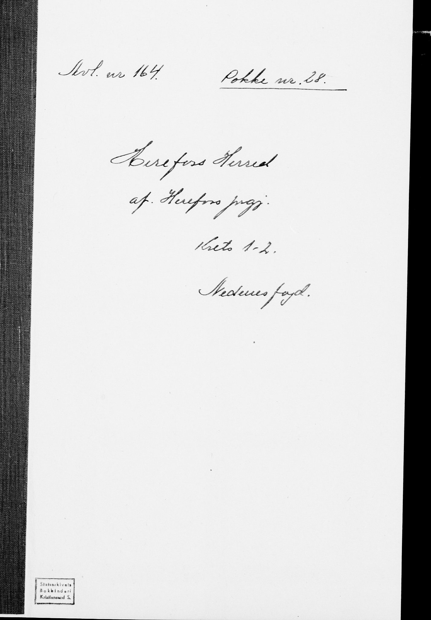 SAK, Folketelling 1875 for 0933P Herefoss prestegjeld, 1875, s. 1