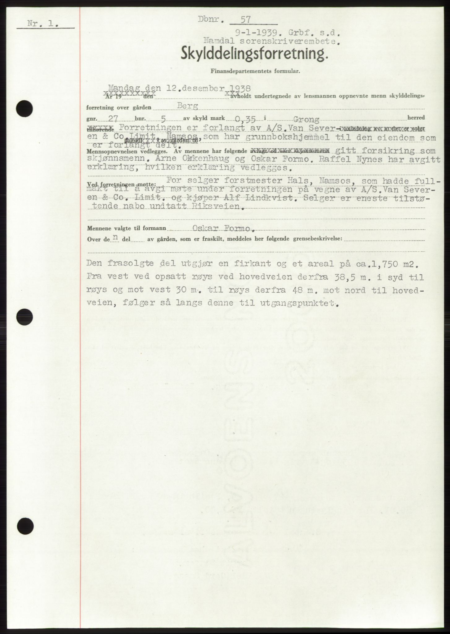 Namdal sorenskriveri, SAT/A-4133/1/2/2C: Pantebok nr. -, 1937-1939, Tingl.dato: 09.01.1939
