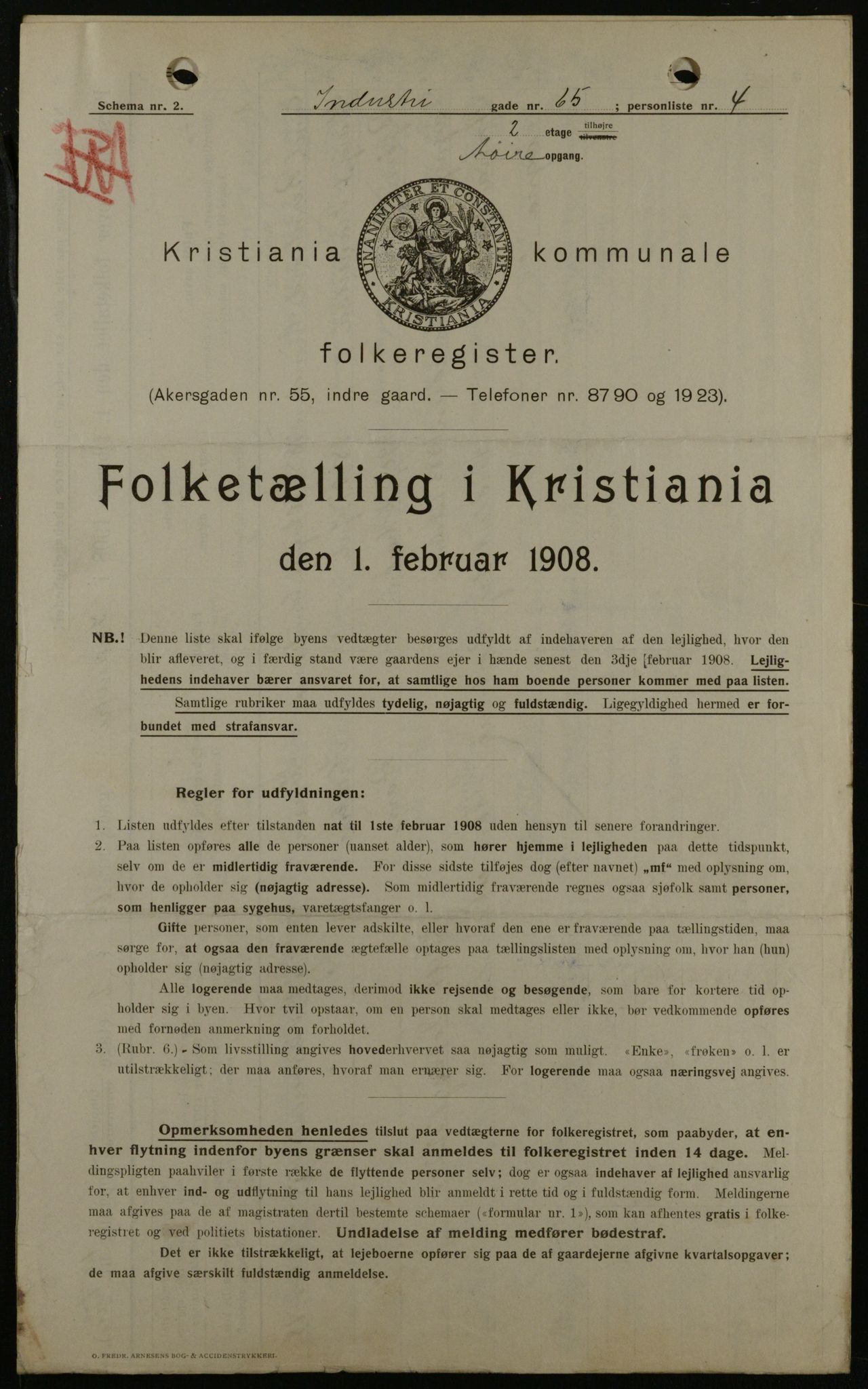 OBA, Kommunal folketelling 1.2.1908 for Kristiania kjøpstad, 1908, s. 39241