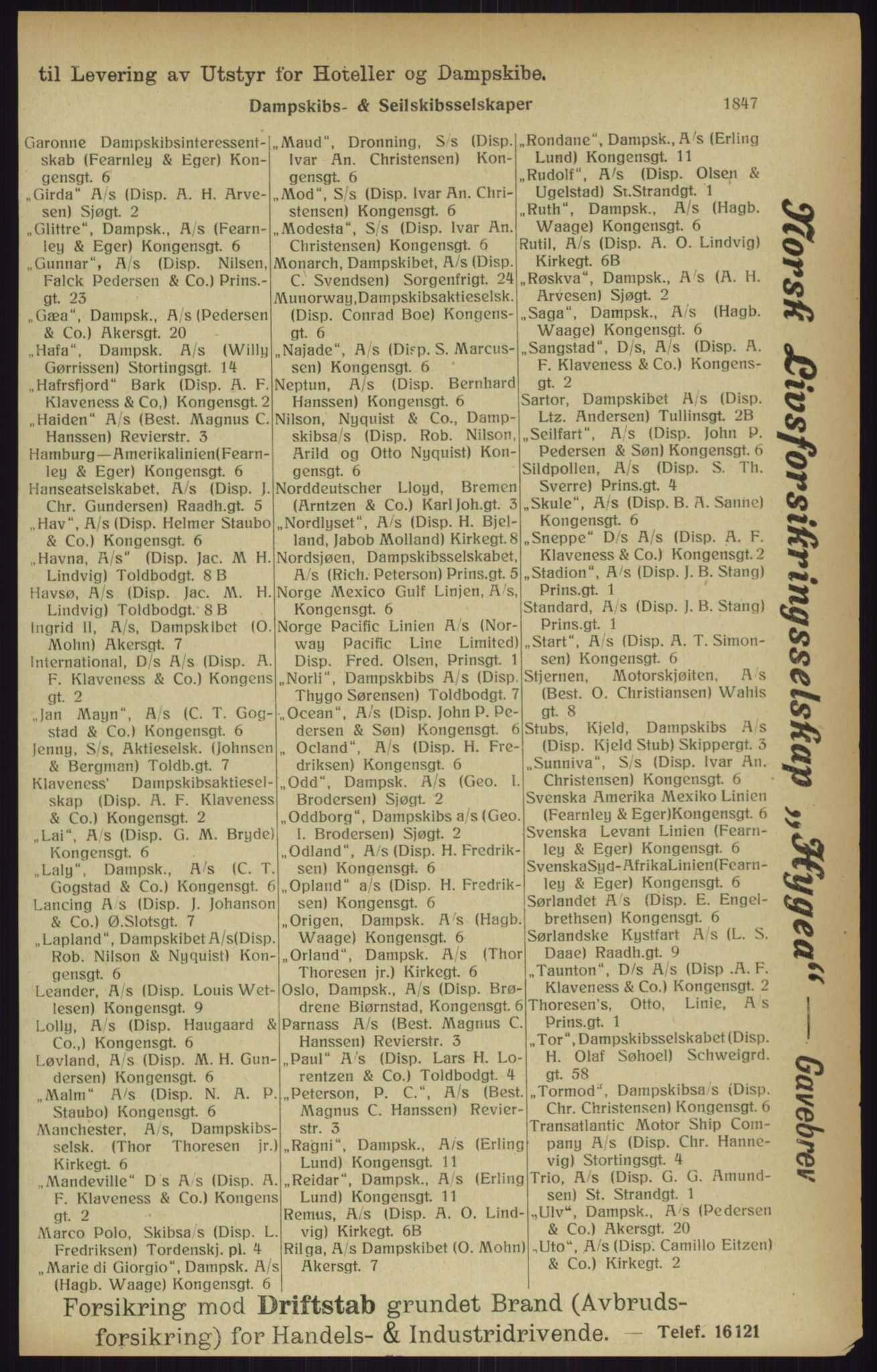 Kristiania/Oslo adressebok, PUBL/-, 1916, s. 1847