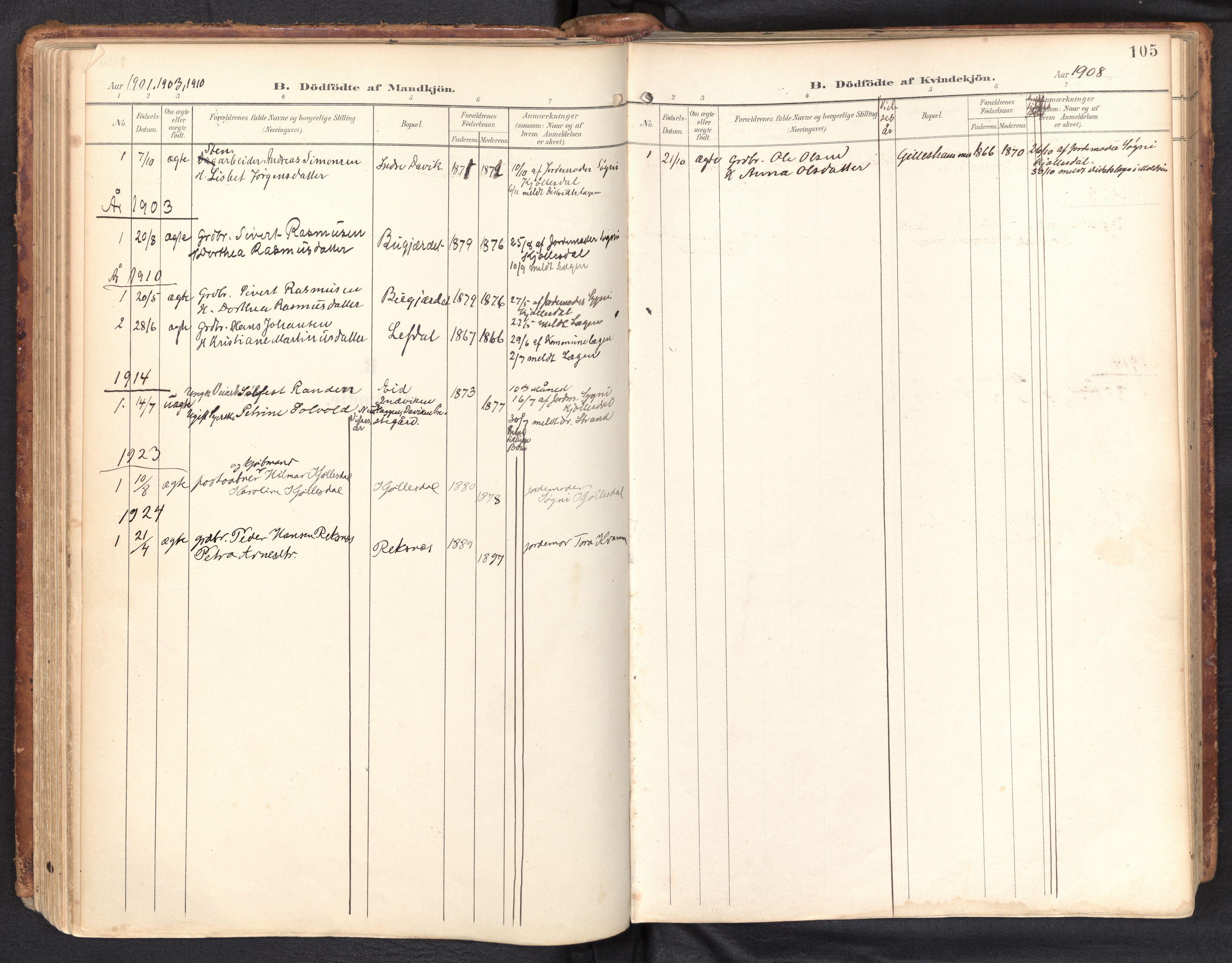 Davik sokneprestembete, AV/SAB-A-79701/H/Haa/Haab/L0002: Ministerialbok nr. B 2, 1901-1934, s. 105