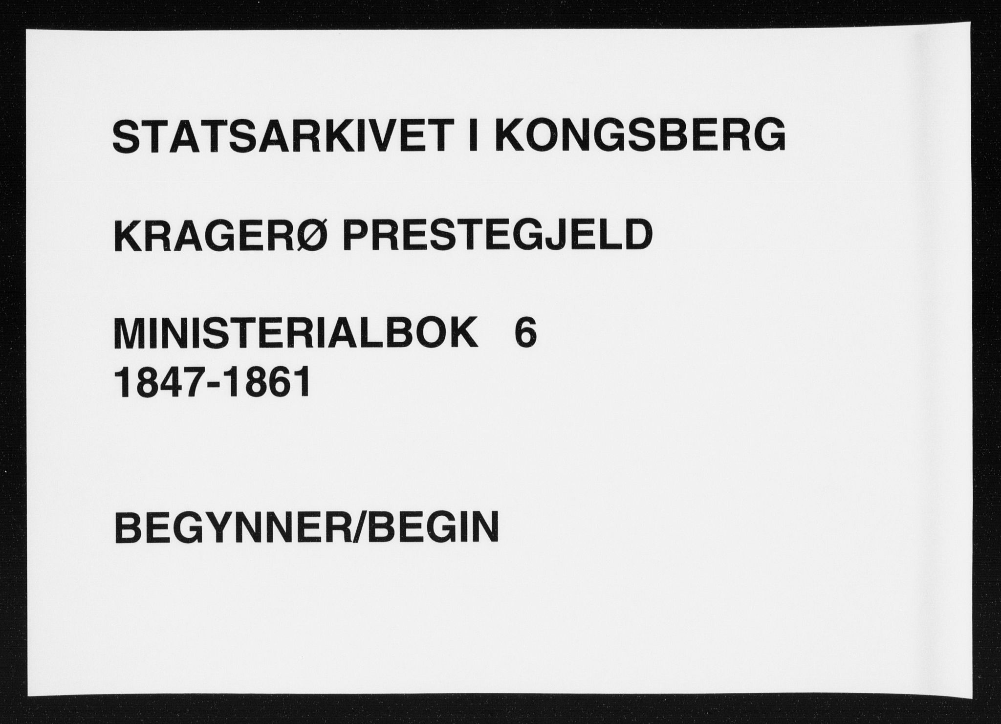 Kragerø kirkebøker, SAKO/A-278/F/Fa/L0006: Ministerialbok nr. 6, 1847-1861