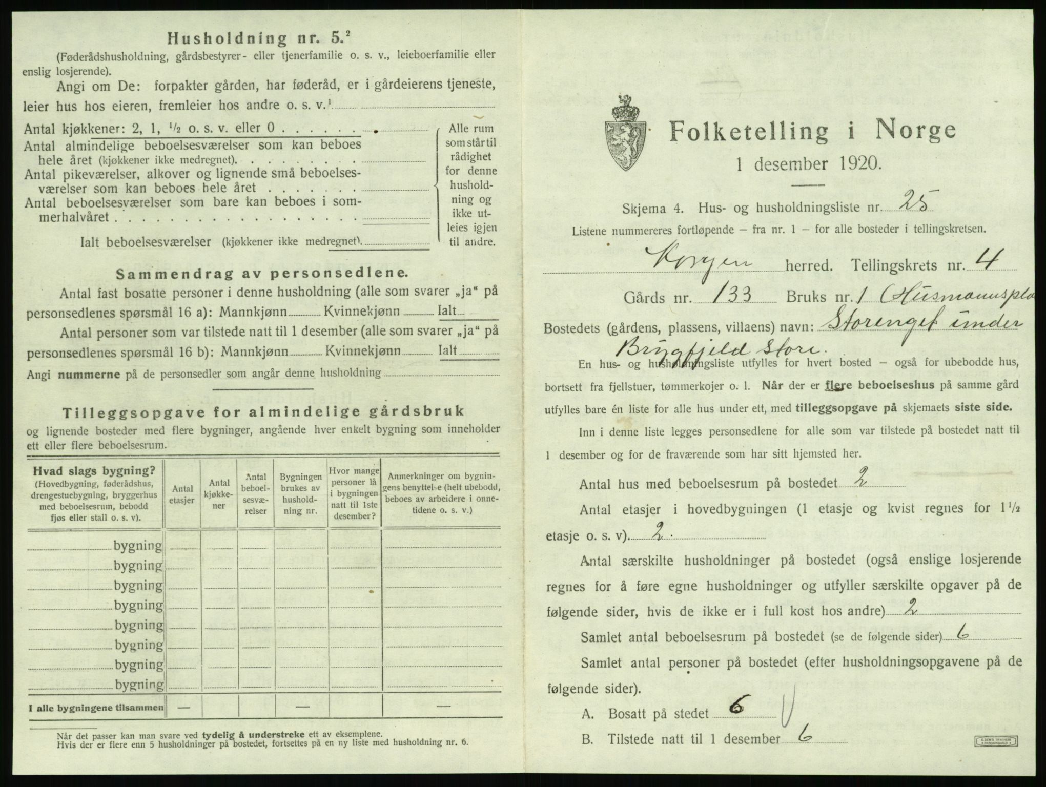 SAT, Folketelling 1920 for 1830 Korgen herred, 1920, s. 290