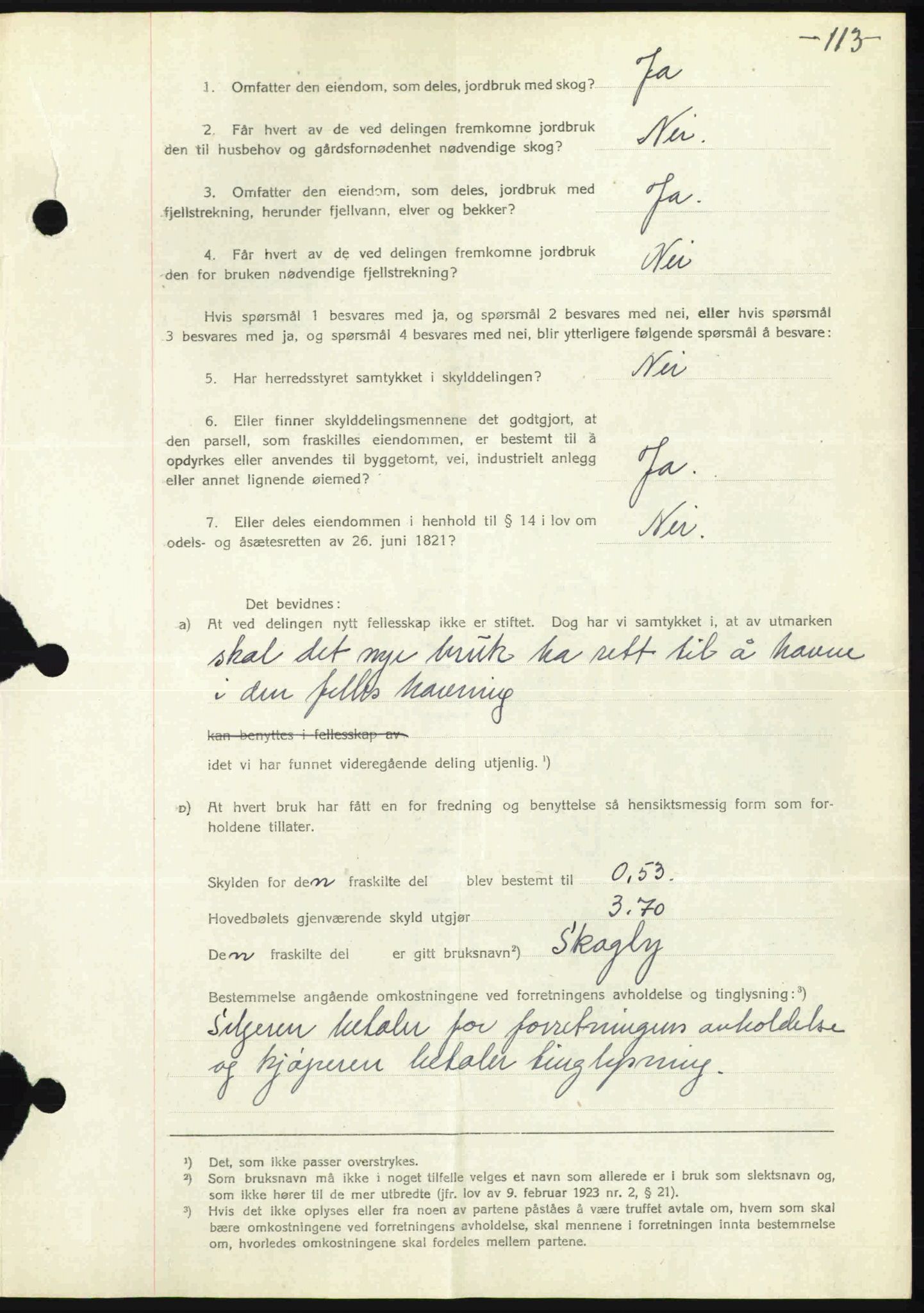Rana sorenskriveri , SAT/A-1108/1/2/2C: Pantebok nr. A 10, 1942-1943, Dagboknr: 181/1943