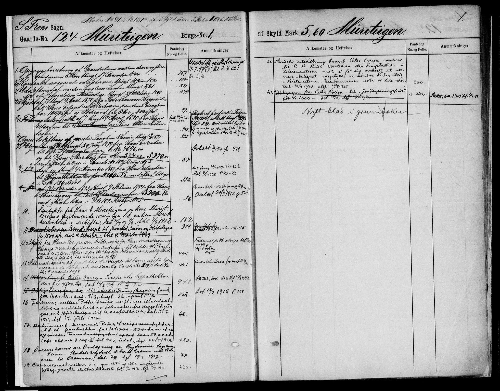 Sør-Gudbrandsdal tingrett, AV/SAH-TING-004/H/Ha/Haj/L0025: Panteregister nr. 3.25, 1889-1955, s. 1