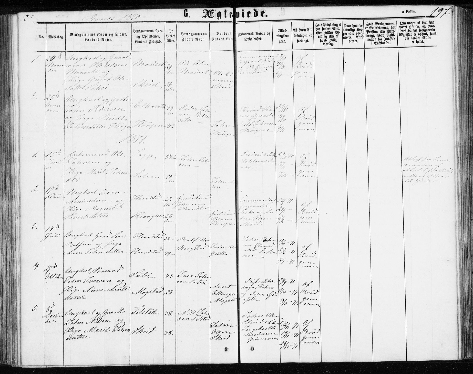 Ministerialprotokoller, klokkerbøker og fødselsregistre - Møre og Romsdal, SAT/A-1454/595/L1045: Ministerialbok nr. 595A07, 1863-1873, s. 197