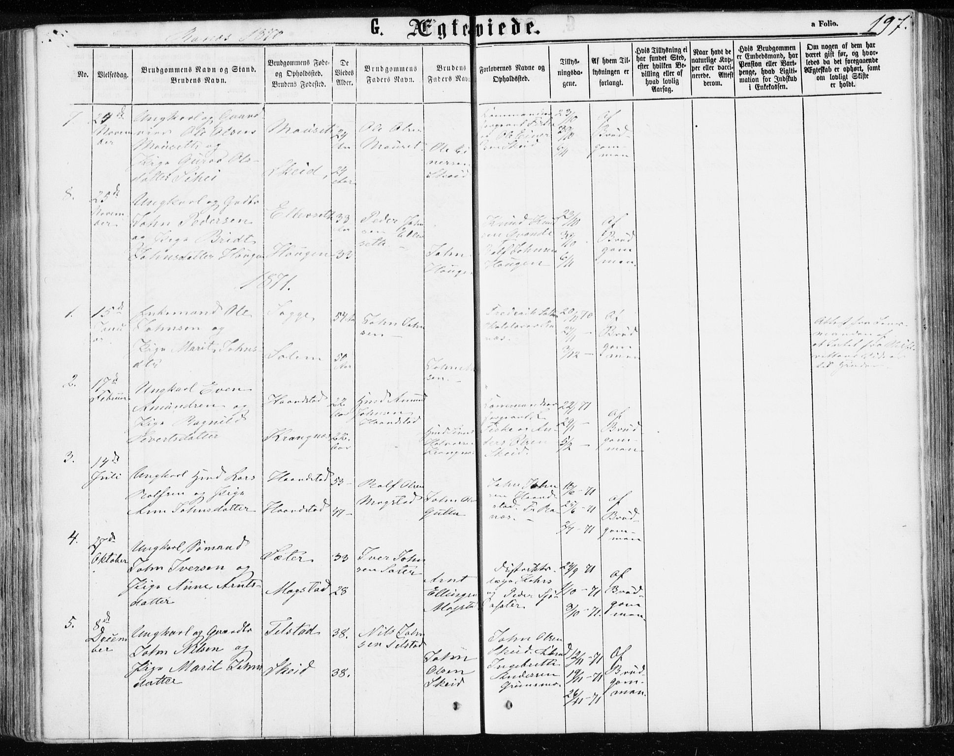 Ministerialprotokoller, klokkerbøker og fødselsregistre - Møre og Romsdal, AV/SAT-A-1454/595/L1045: Ministerialbok nr. 595A07, 1863-1873, s. 197