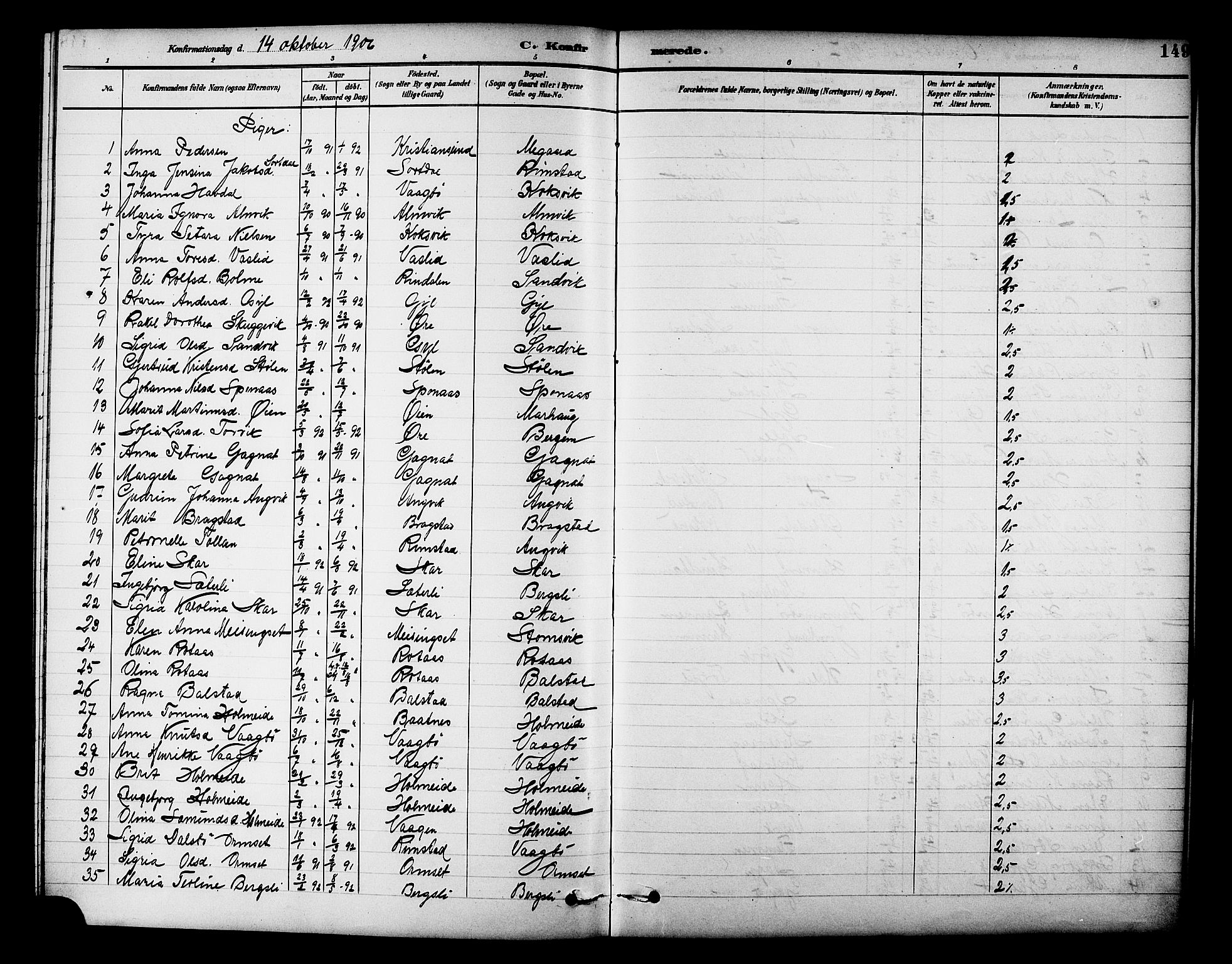 Ministerialprotokoller, klokkerbøker og fødselsregistre - Møre og Romsdal, AV/SAT-A-1454/586/L0992: Klokkerbok nr. 586C03, 1892-1909, s. 149