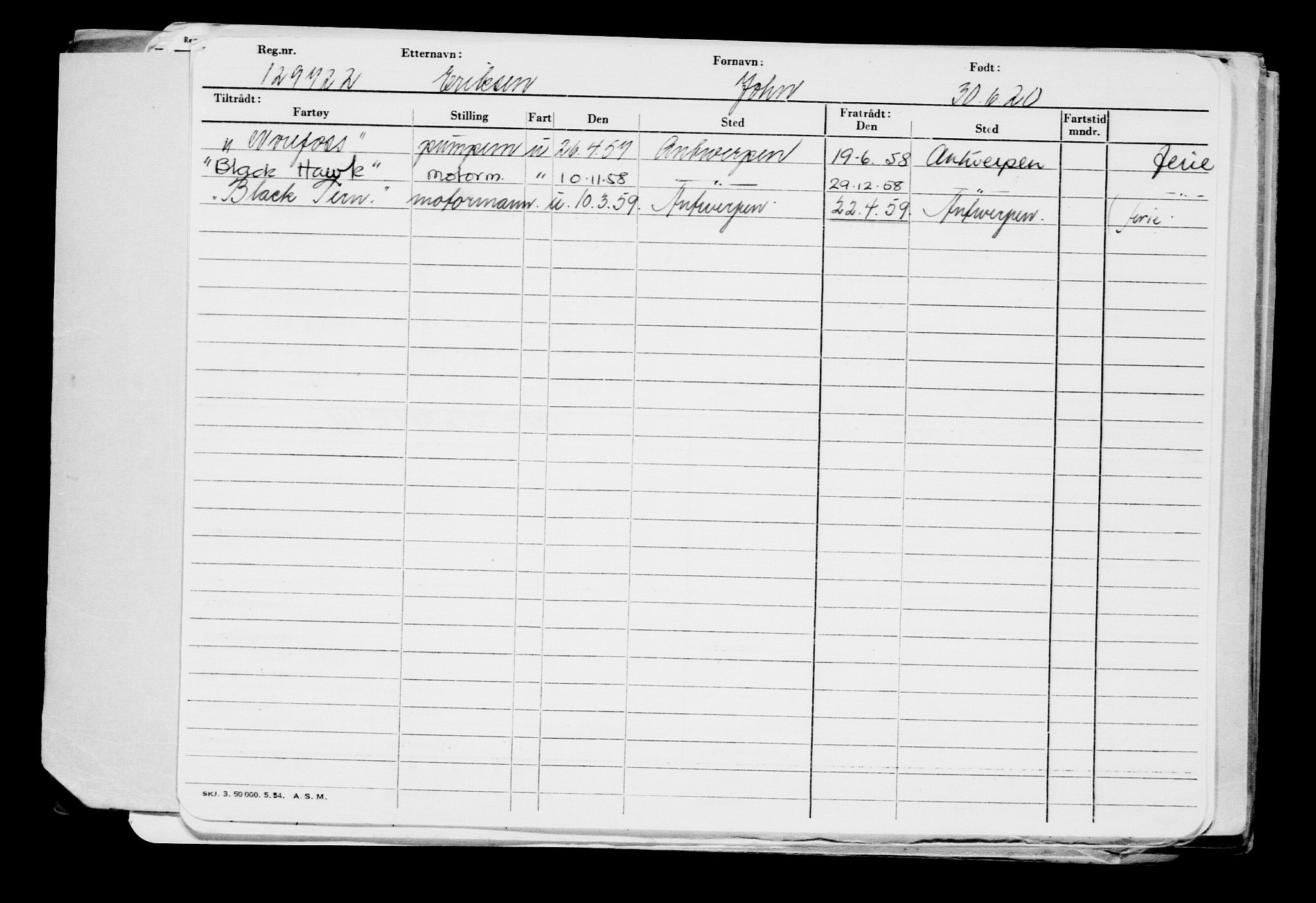 Direktoratet for sjømenn, AV/RA-S-3545/G/Gb/L0182: Hovedkort, 1920, s. 598