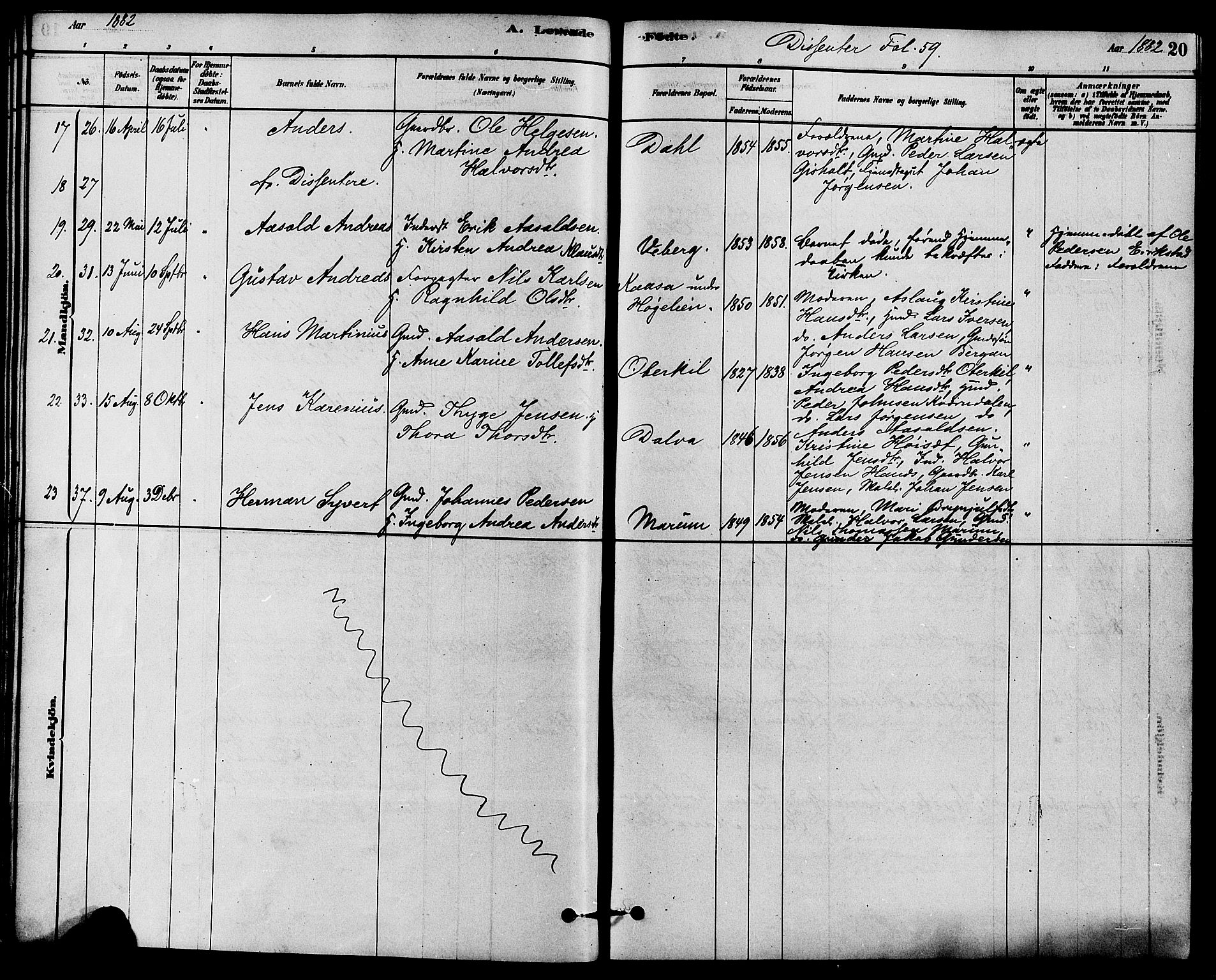 Solum kirkebøker, AV/SAKO-A-306/F/Fb/L0001: Ministerialbok nr. II 1, 1877-1892, s. 20