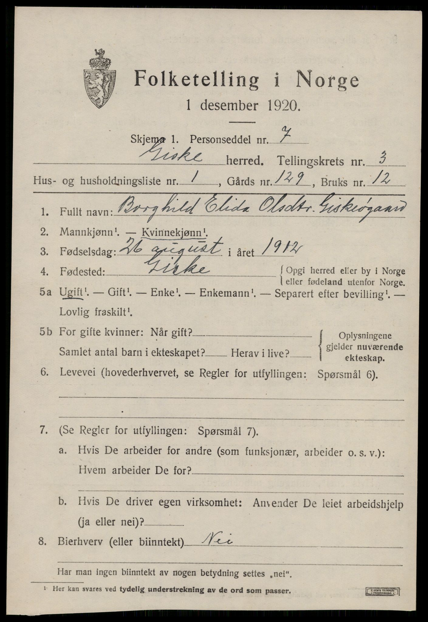 SAT, Folketelling 1920 for 1532 Giske herred, 1920, s. 1672