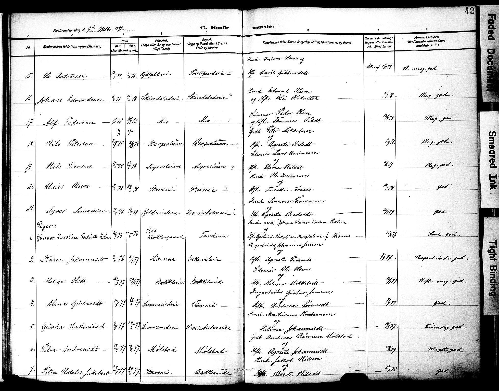 Nes prestekontor, Hedmark, AV/SAH-PREST-020/K/Ka/L0010: Ministerialbok nr. 10, 1887-1905, s. 42
