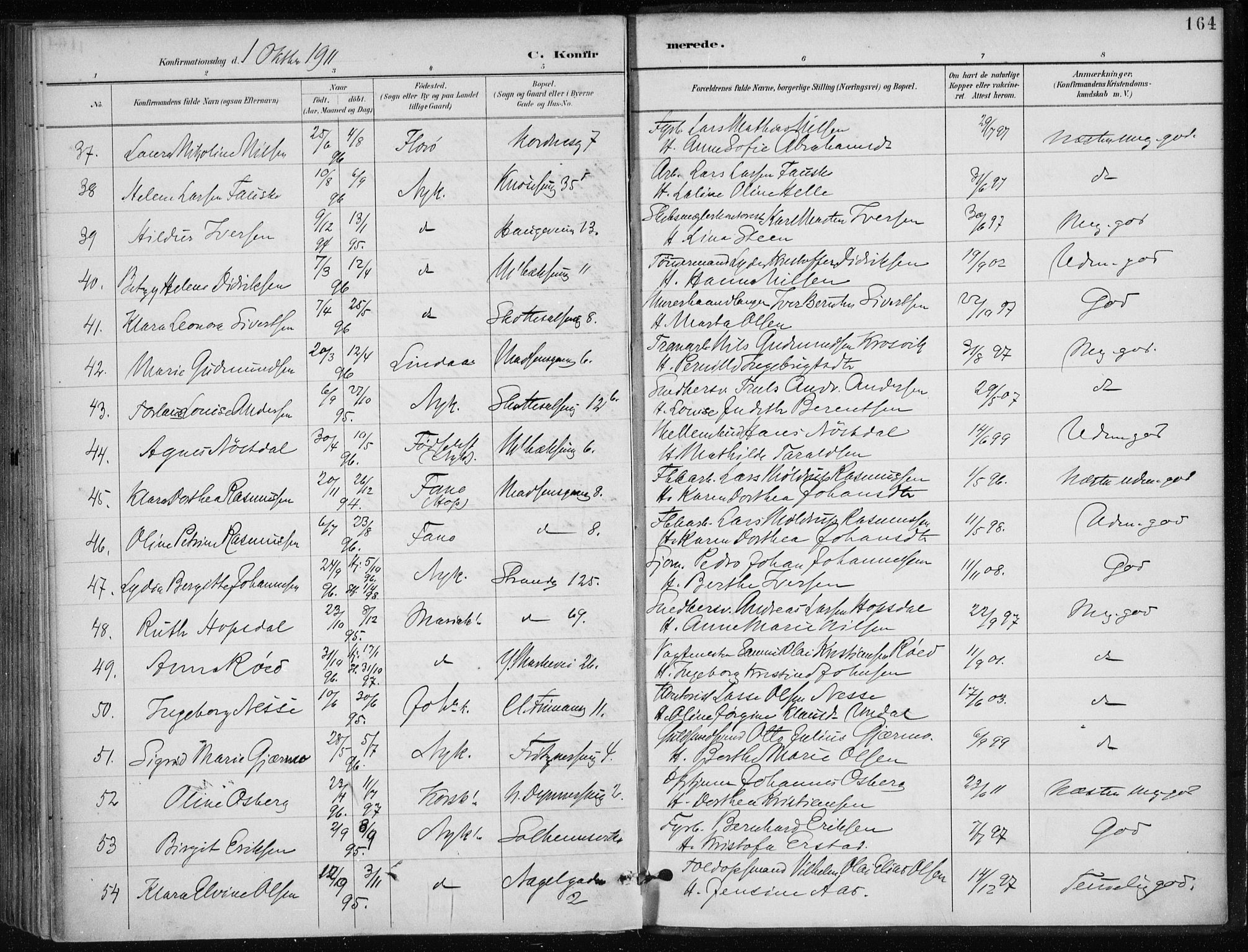 Nykirken Sokneprestembete, AV/SAB-A-77101/H/Haa/L0028: Ministerialbok nr. C 7, 1887-1913, s. 164