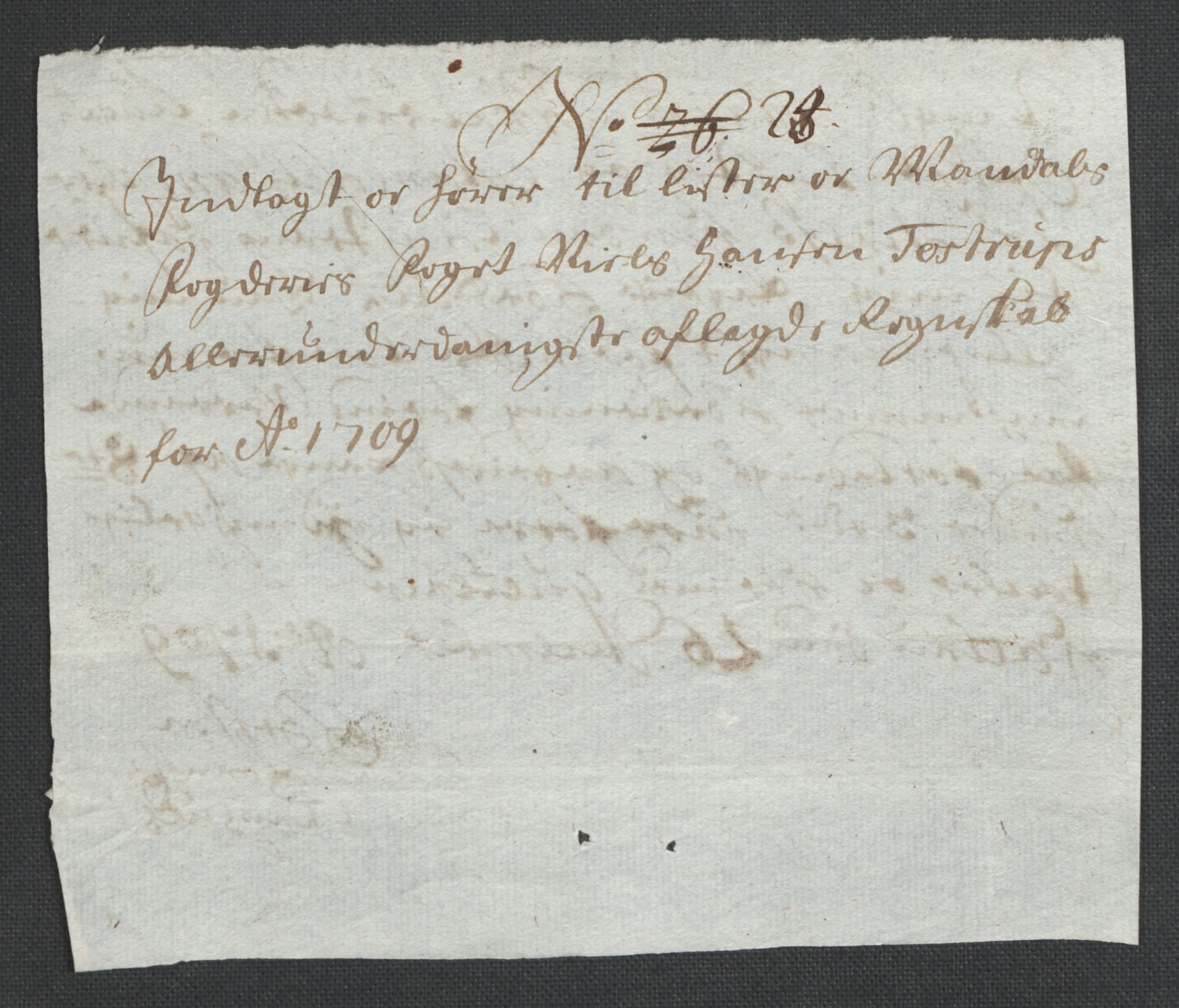 Rentekammeret inntil 1814, Reviderte regnskaper, Fogderegnskap, RA/EA-4092/R43/L2552: Fogderegnskap Lista og Mandal, 1705-1709, s. 330