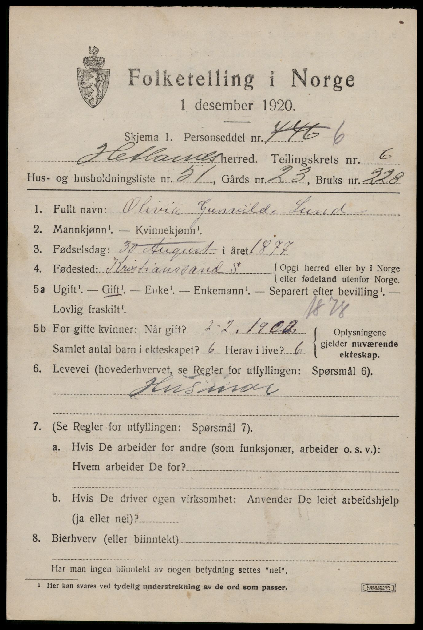 SAST, Folketelling 1920 for 1126 Hetland herred, 1920, s. 10341