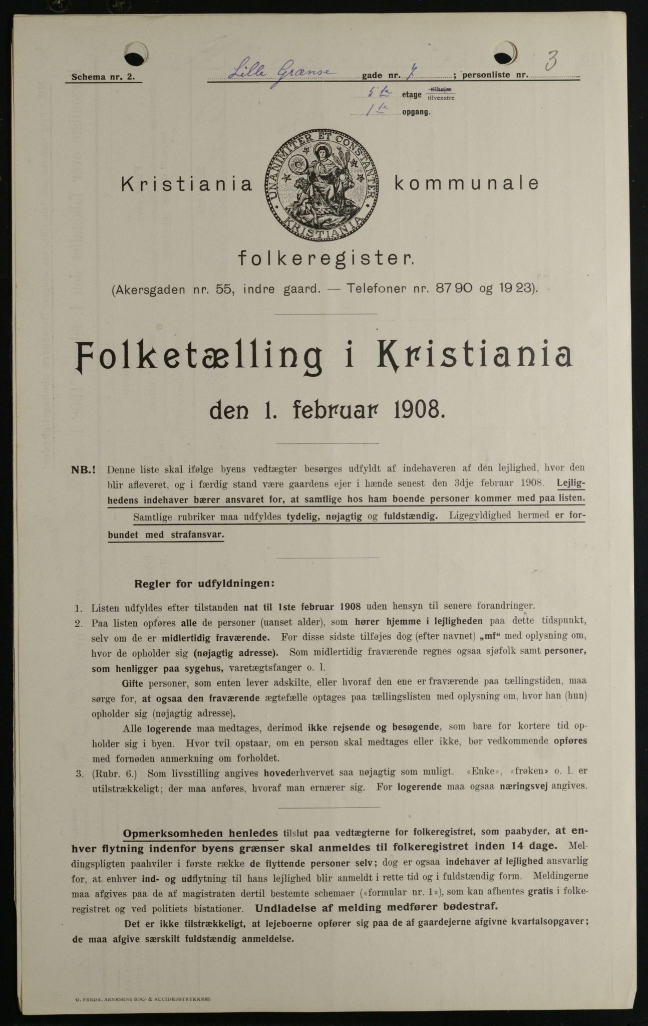 OBA, Kommunal folketelling 1.2.1908 for Kristiania kjøpstad, 1908, s. 51660