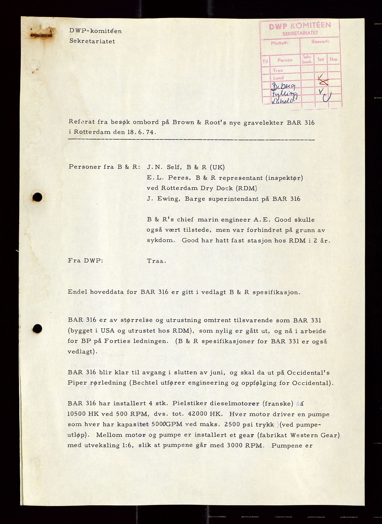 Industridepartementet, Oljekontoret, AV/SAST-A-101348/Di/L0004: DWP, møter, komite`møter, 761 forskning/teknologi, 1972-1975, s. 462