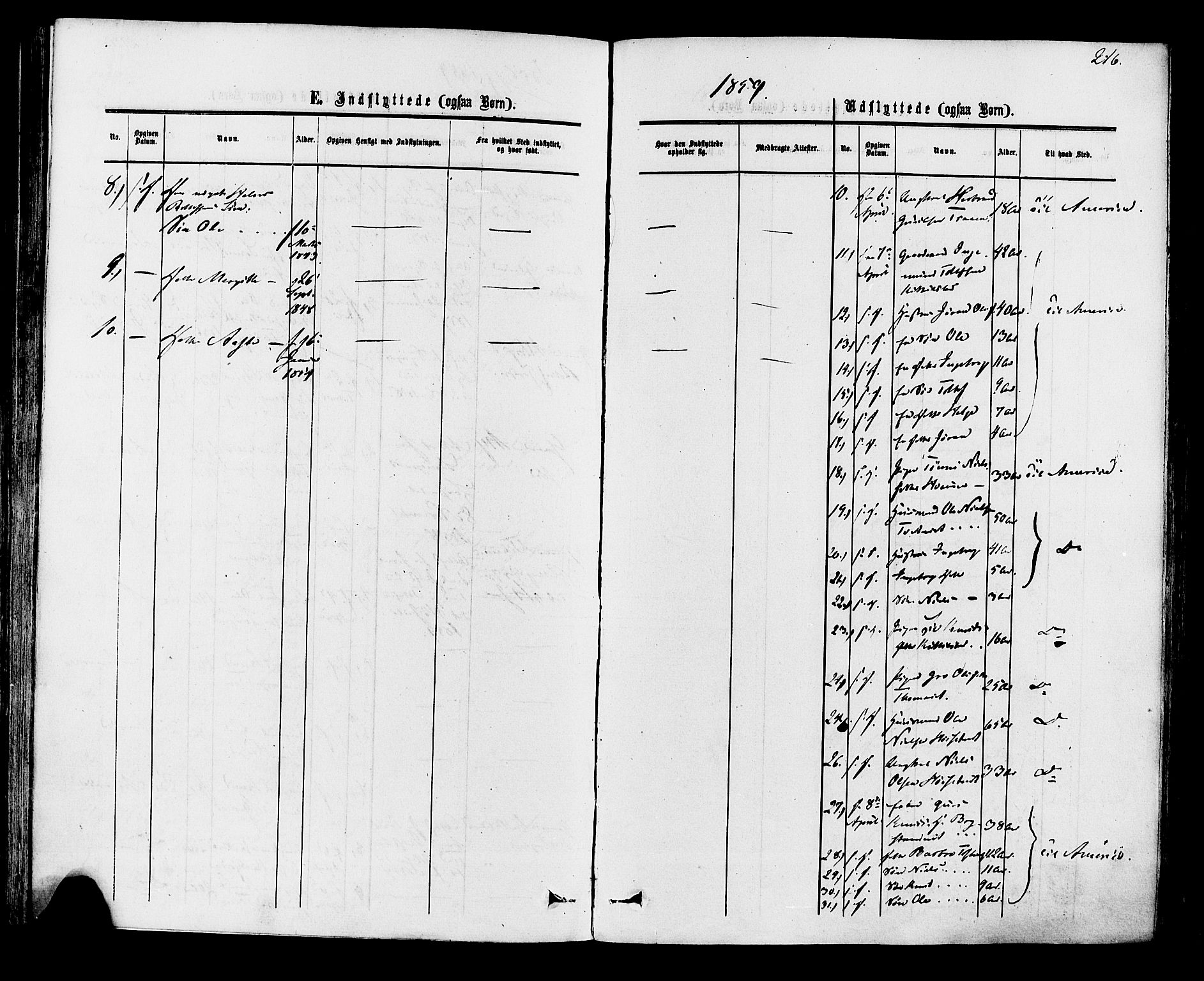 Rollag kirkebøker, AV/SAKO-A-240/F/Fa/L0009: Ministerialbok nr. I 9, 1860-1874, s. 216