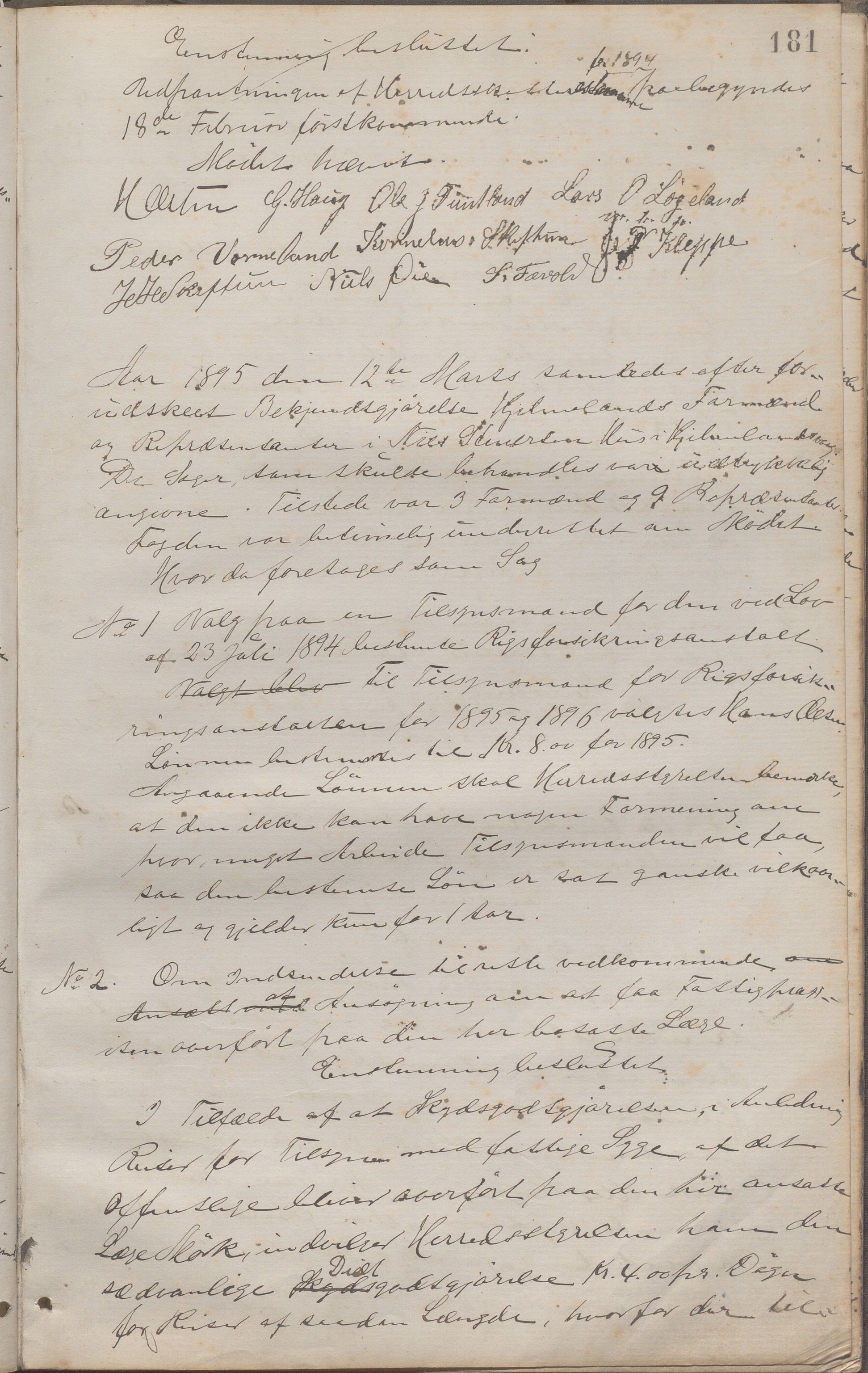 Hjelmeland kommune - Formannskapet, IKAR/K-102522/Aa/L0001: Møtebok, 1870-1895, s. 181a