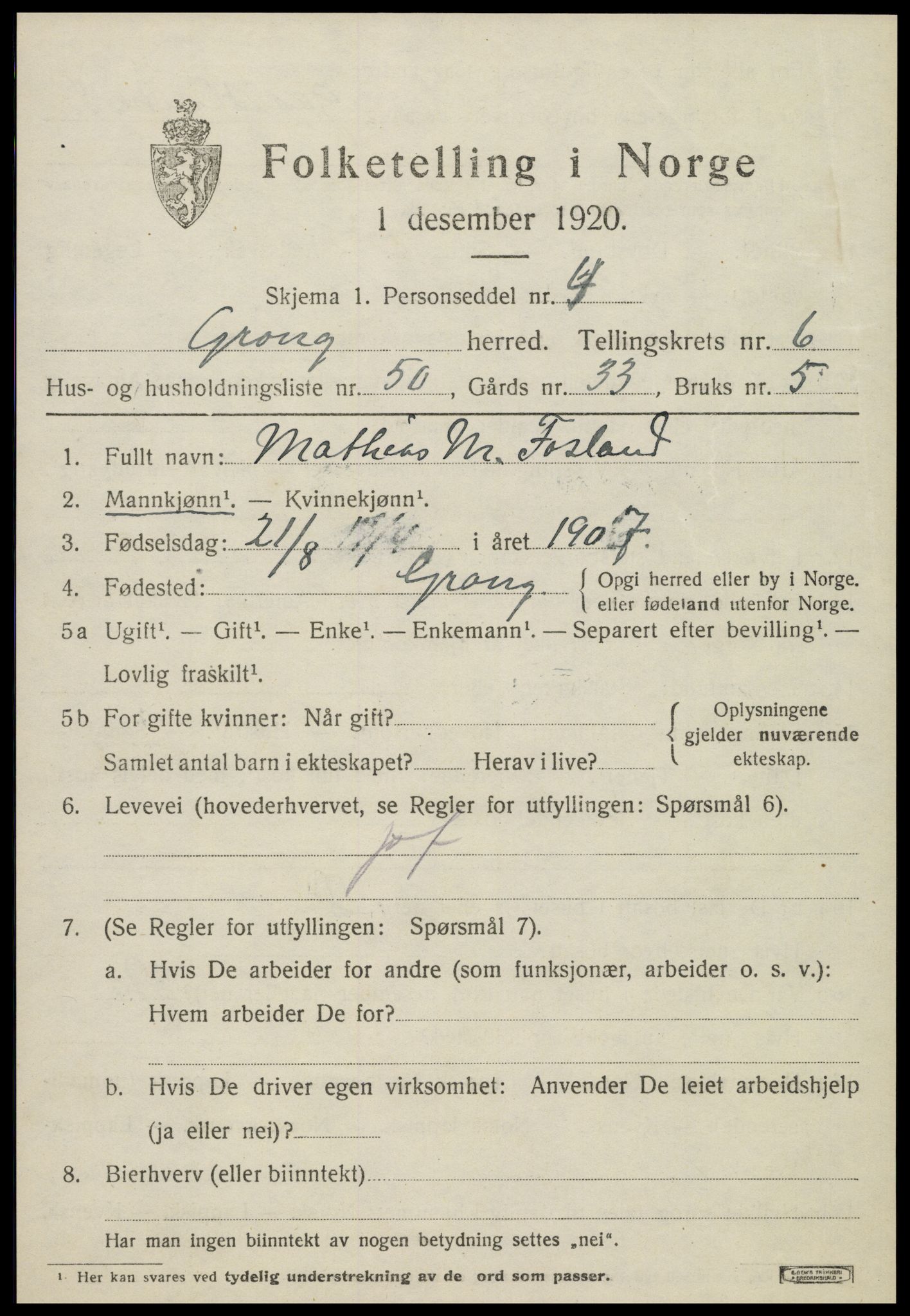 SAT, Folketelling 1920 for 1742 Grong herred, 1920, s. 4069