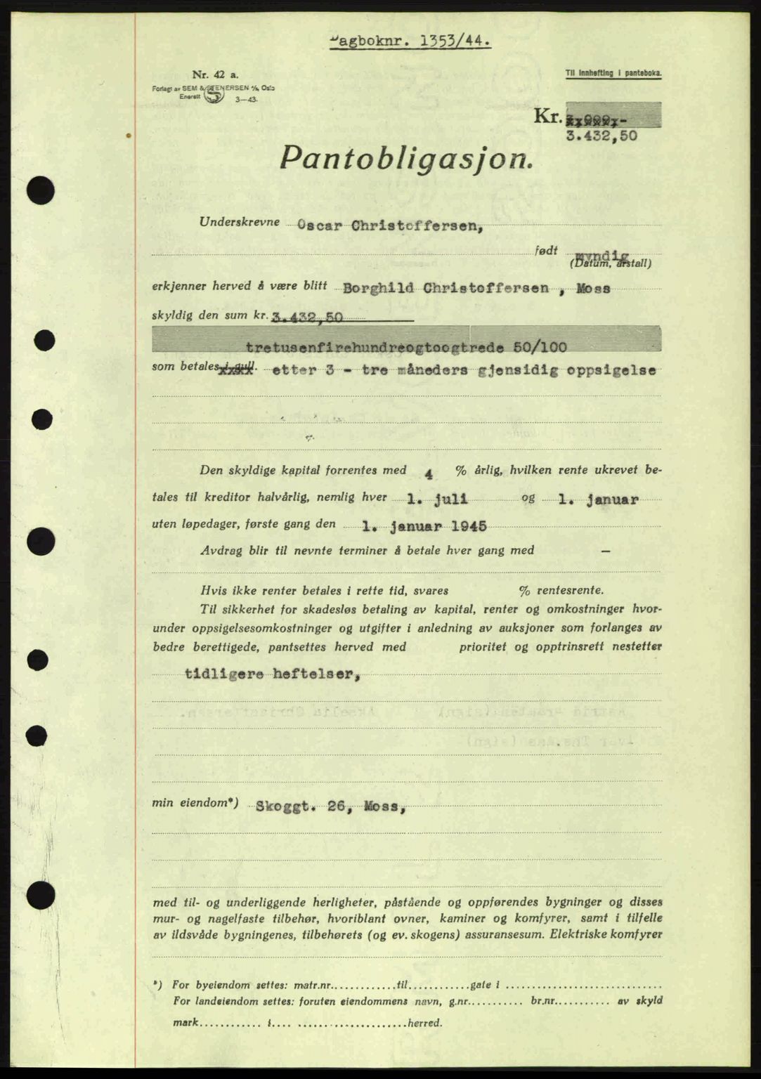 Moss sorenskriveri, SAO/A-10168: Pantebok nr. B13, 1943-1945, Dagboknr: 1353/1944