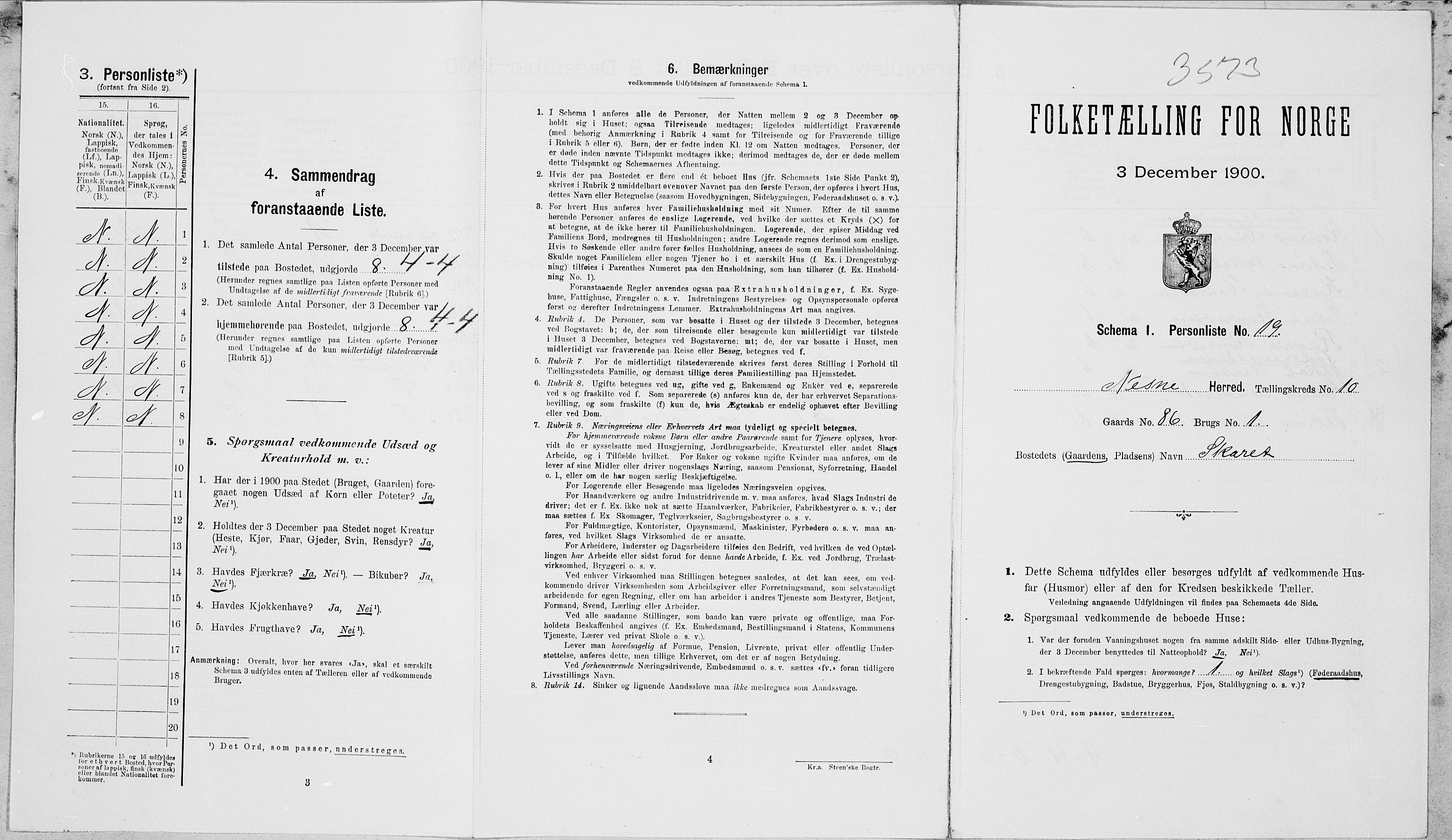 SAT, Folketelling 1900 for 1828 Nesna herred, 1900, s. 995