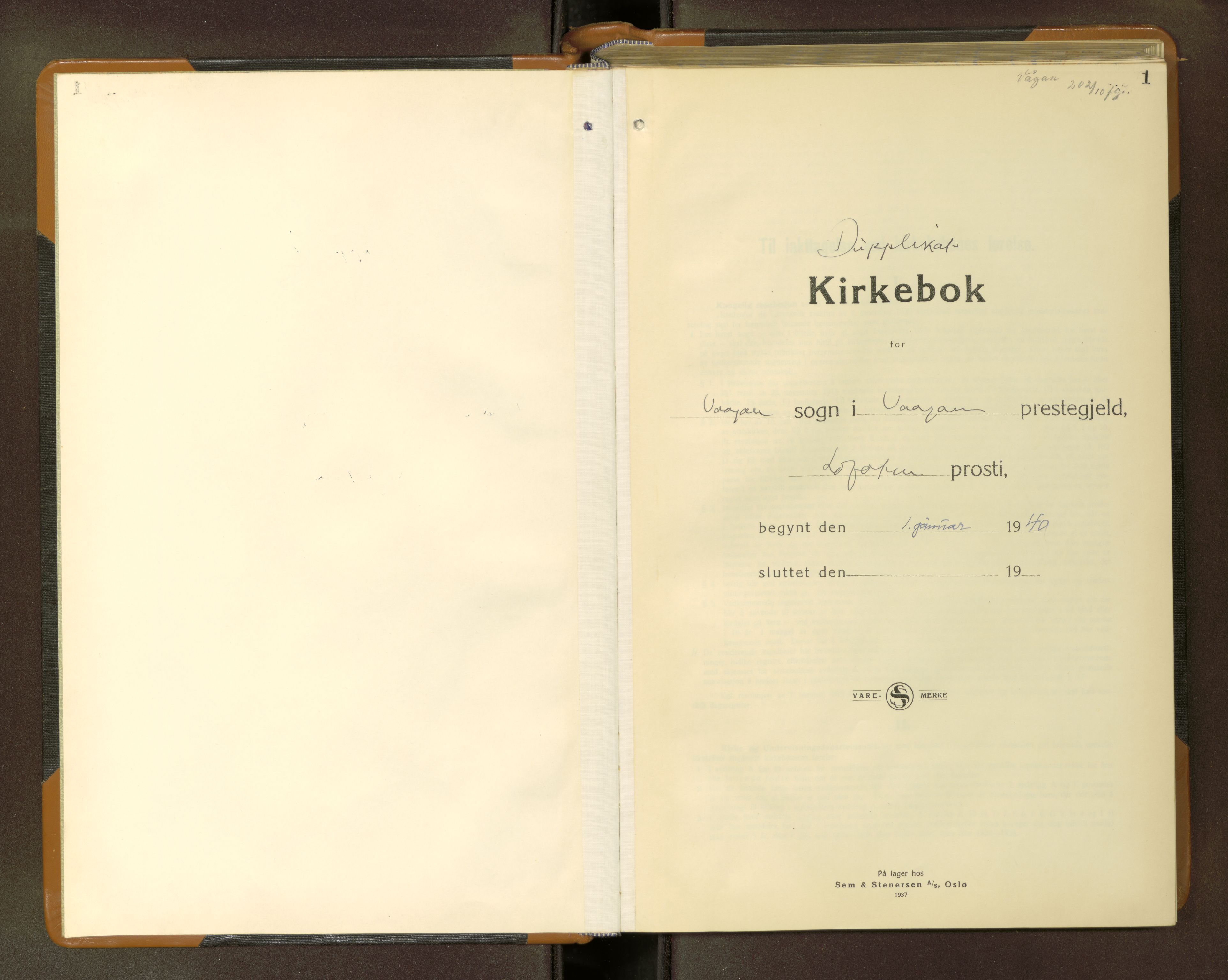 Ministerialprotokoller, klokkerbøker og fødselsregistre - Nordland, AV/SAT-A-1459/874/L1086: Klokkerbok nr. 874---, 1940-1965, s. 1