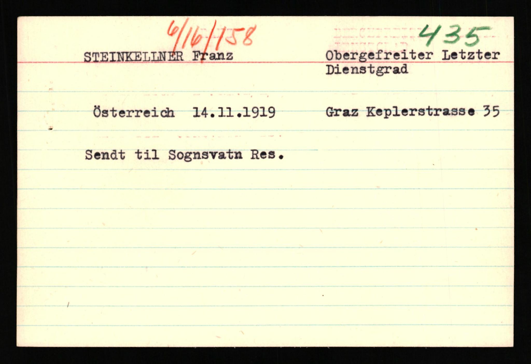 Forsvaret, Forsvarets overkommando II, AV/RA-RAFA-3915/D/Db/L0040: CI Questionaires. Tyske okkupasjonsstyrker i Norge. Østerrikere., 1945-1946, s. 218