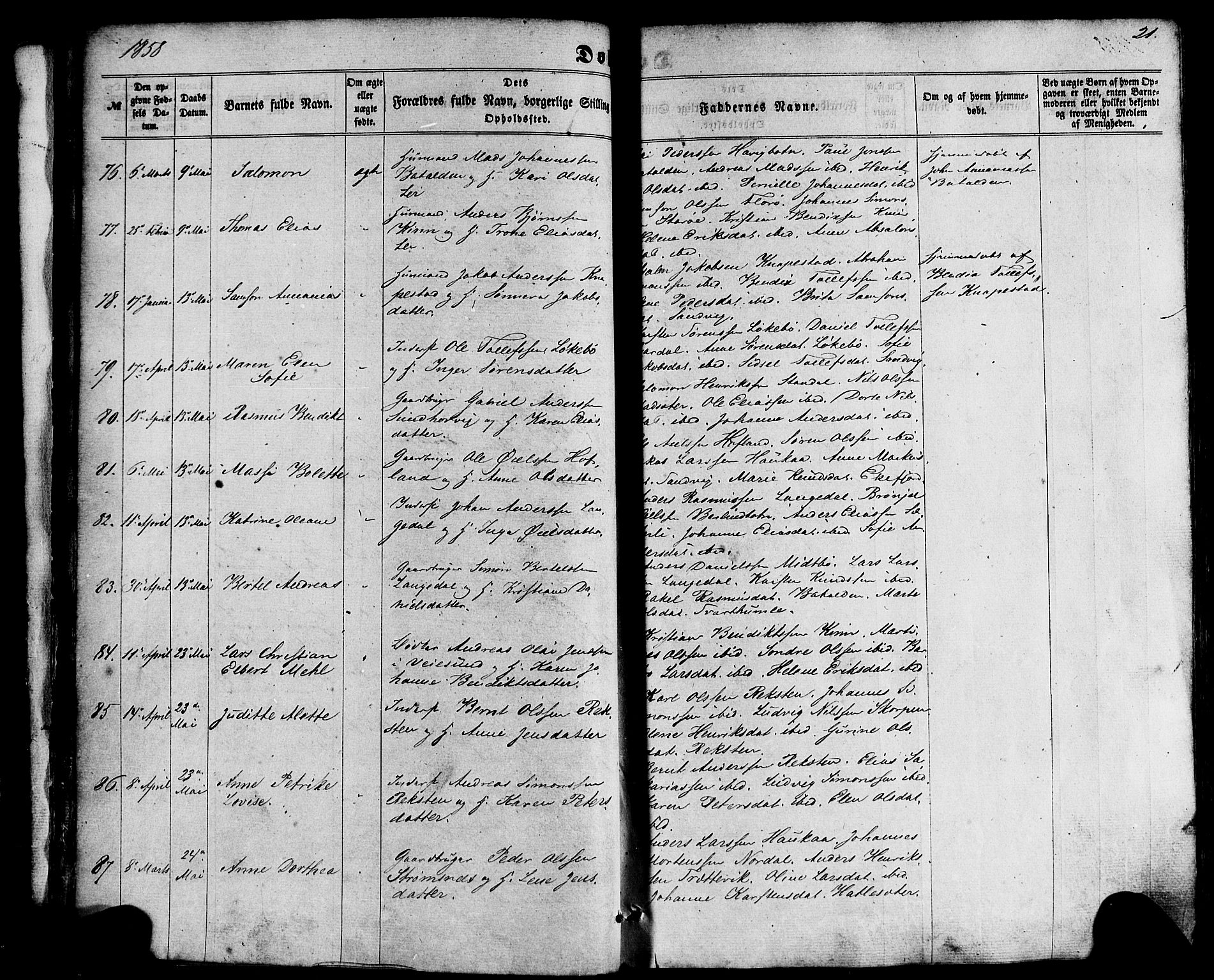 Kinn sokneprestembete, AV/SAB-A-80801/H/Haa/Haaa/L0006: Ministerialbok nr. A 6, 1857-1885, s. 21